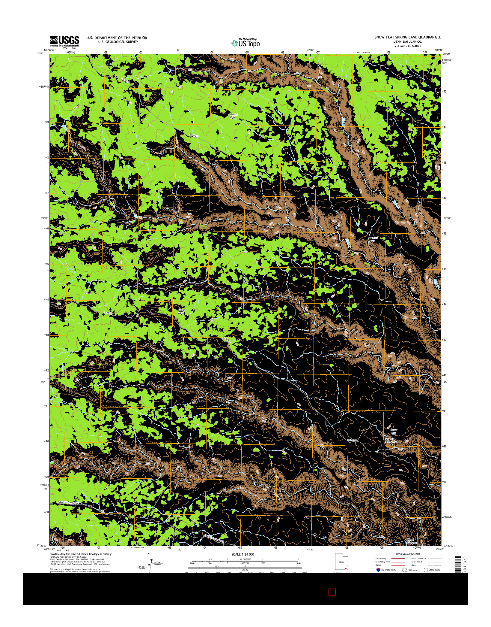 USGS US TOPO 7.5-MINUTE MAP FOR SNOW FLAT SPRING CAVE, UT 2017