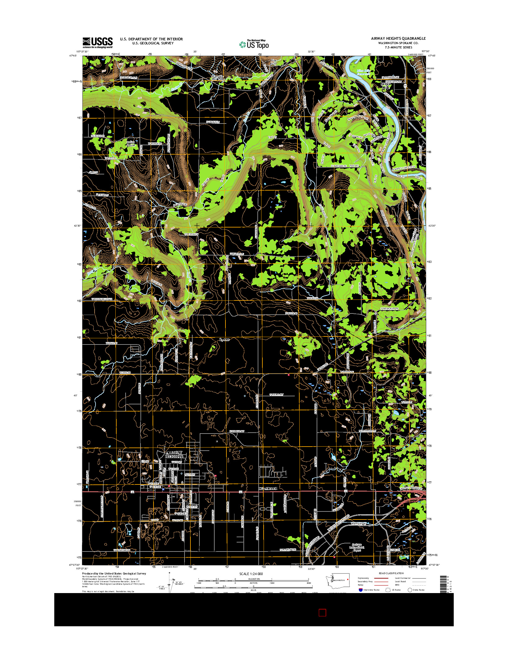 USGS US TOPO 7.5-MINUTE MAP FOR AIRWAY HEIGHTS, WA 2017