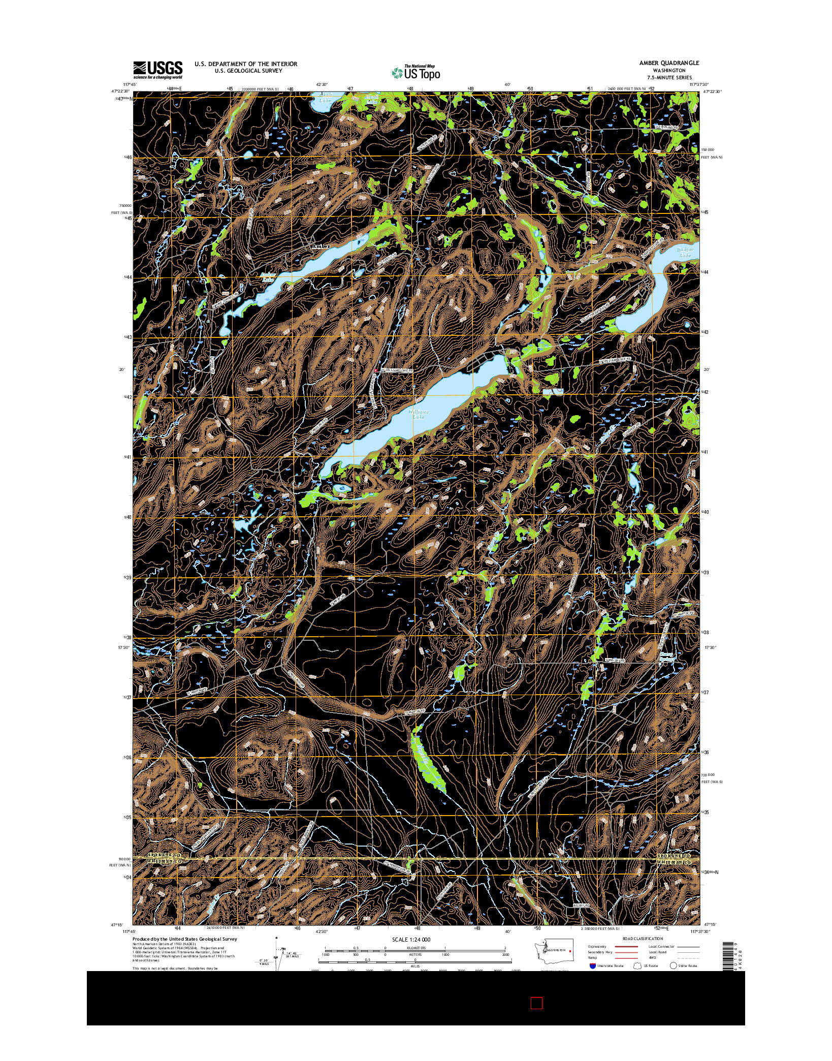 USGS US TOPO 7.5-MINUTE MAP FOR AMBER, WA 2017