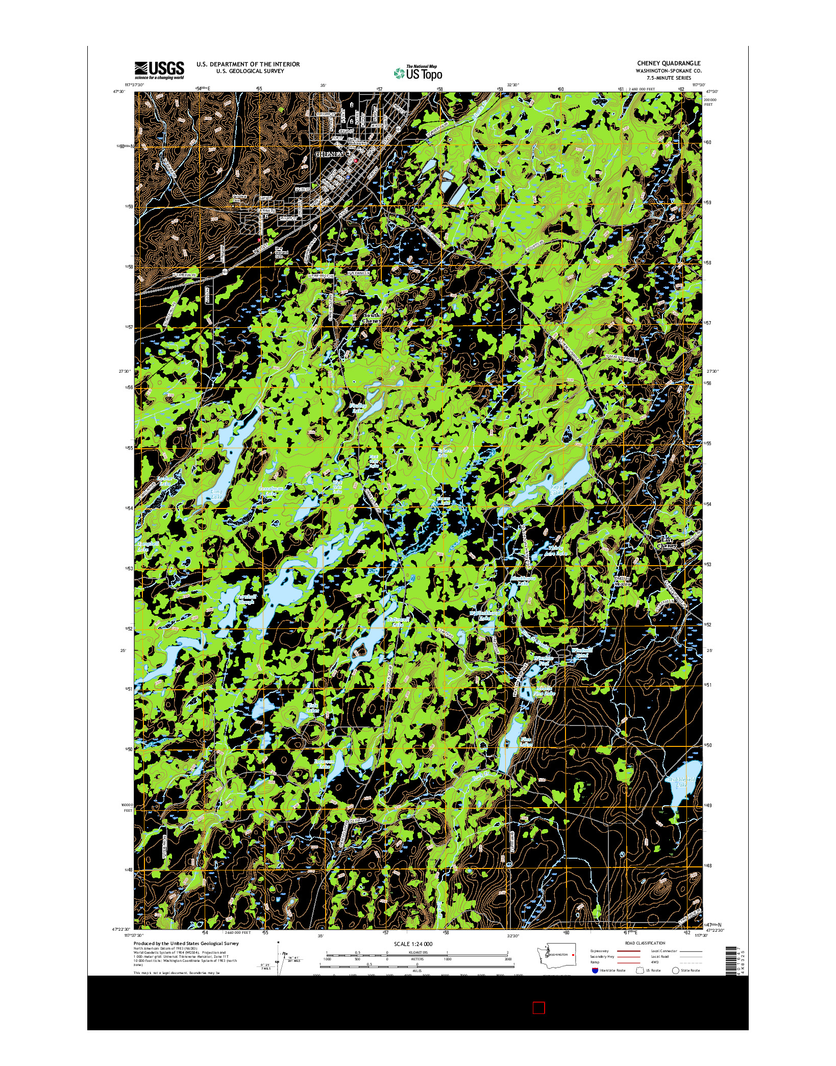 USGS US TOPO 7.5-MINUTE MAP FOR CHENEY, WA 2017