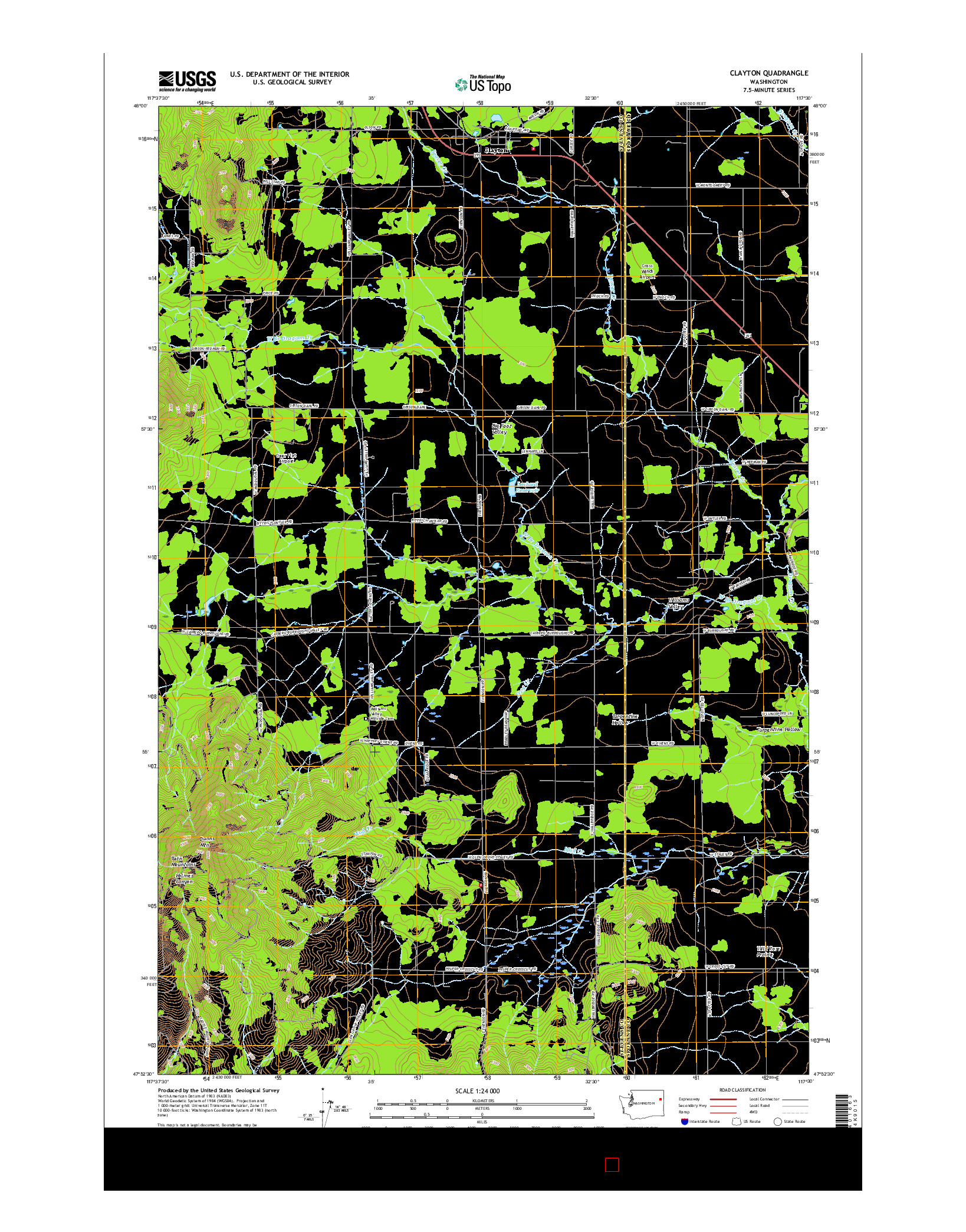 USGS US TOPO 7.5-MINUTE MAP FOR CLAYTON, WA 2017