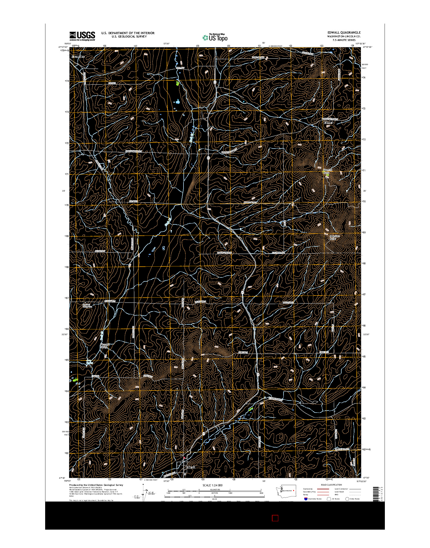 USGS US TOPO 7.5-MINUTE MAP FOR EDWALL, WA 2017