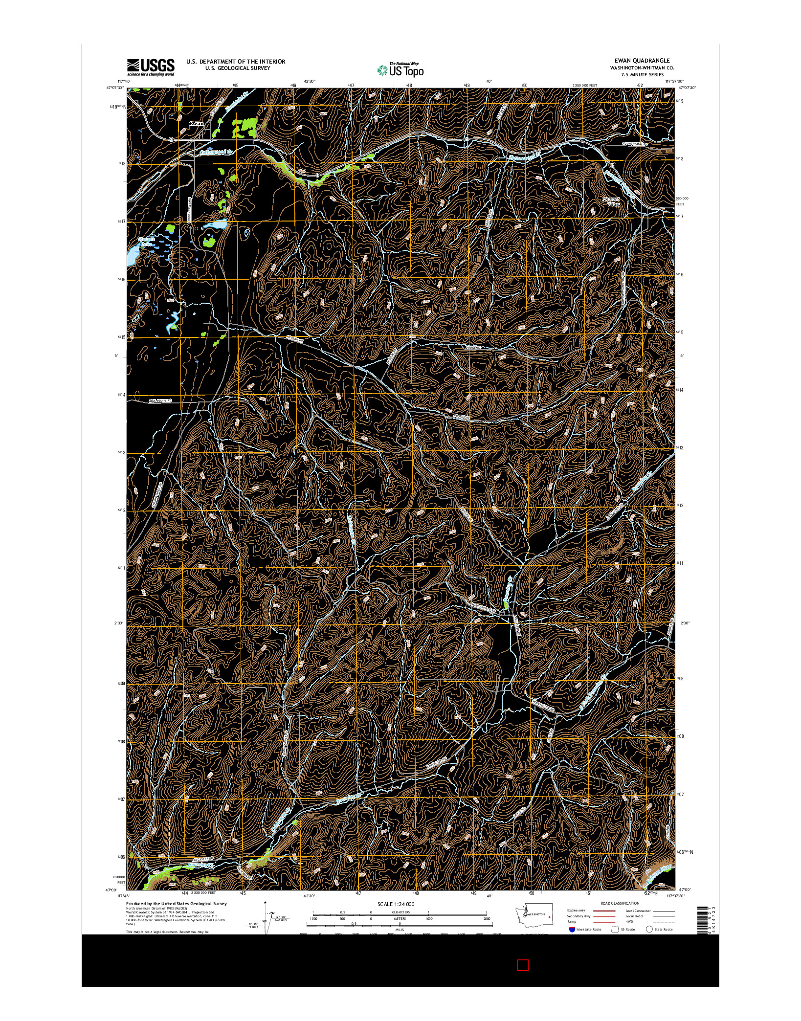 USGS US TOPO 7.5-MINUTE MAP FOR EWAN, WA 2017