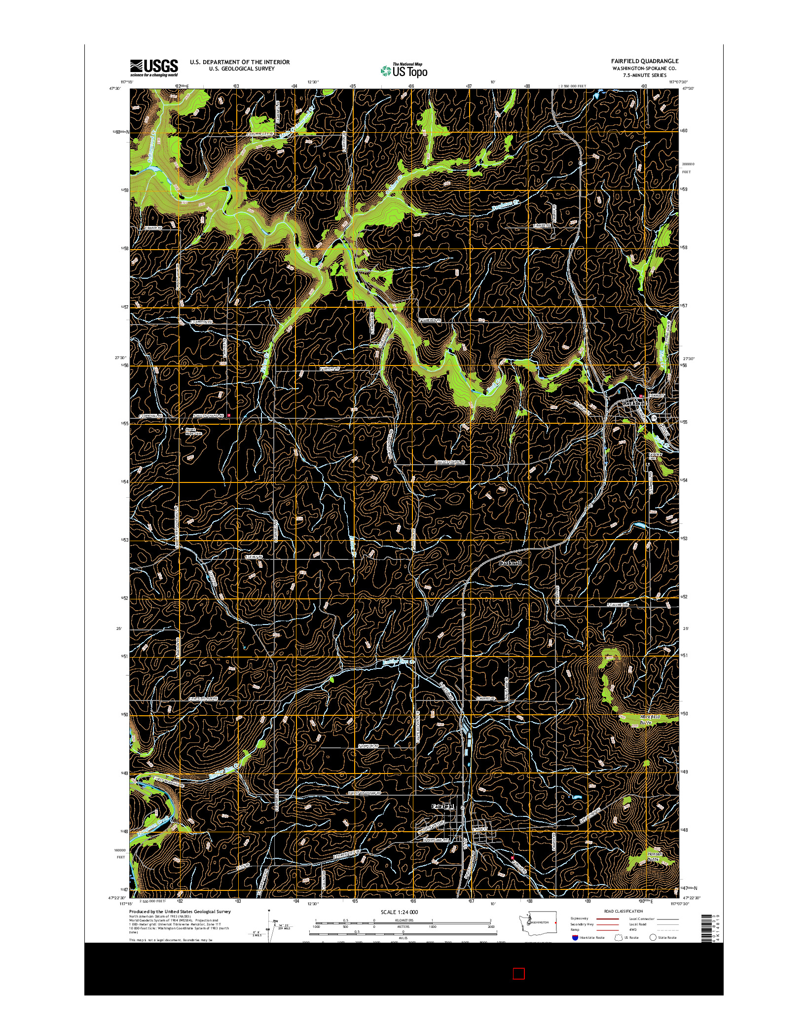 USGS US TOPO 7.5-MINUTE MAP FOR FAIRFIELD, WA 2017