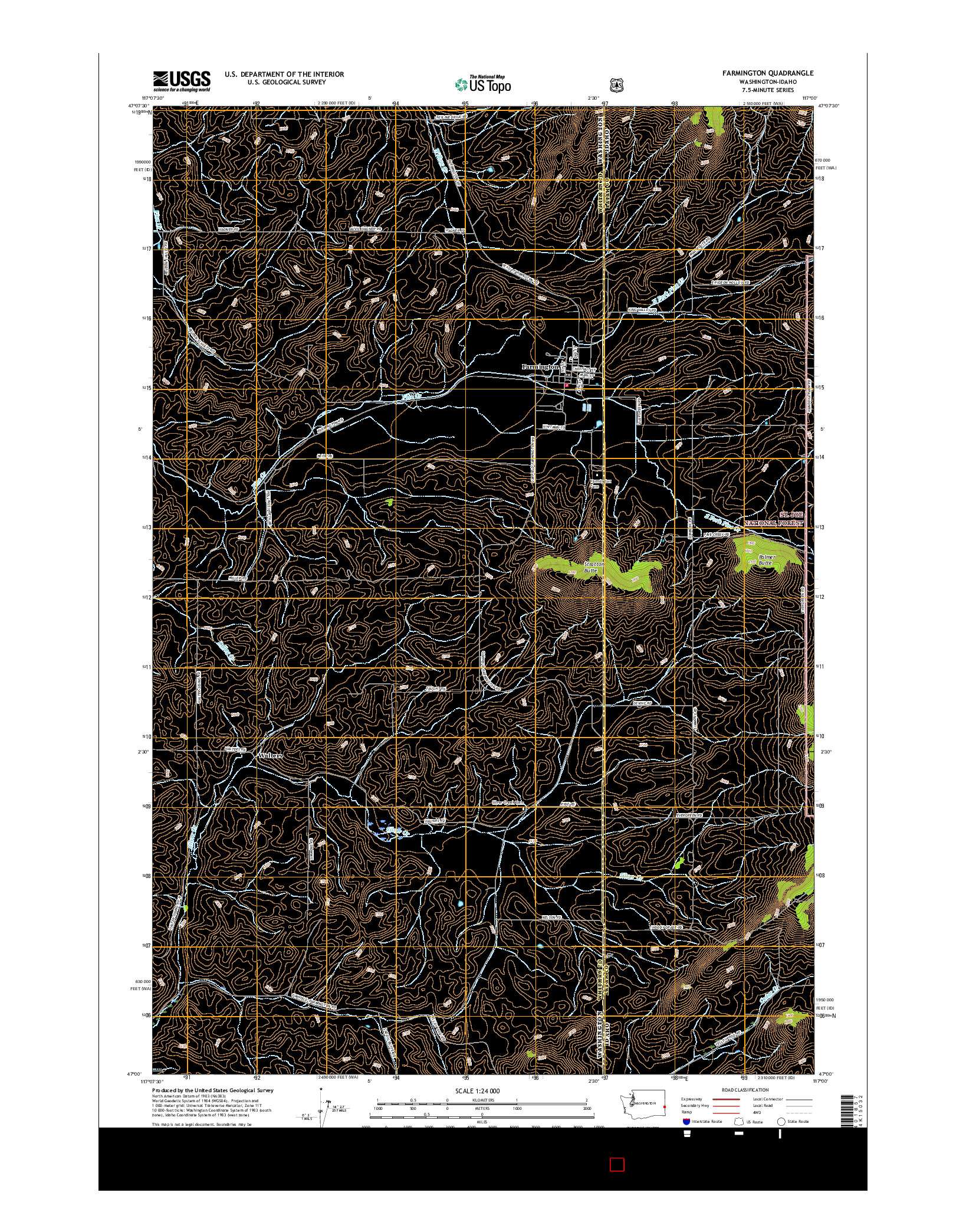 USGS US TOPO 7.5-MINUTE MAP FOR FARMINGTON, WA-ID 2017