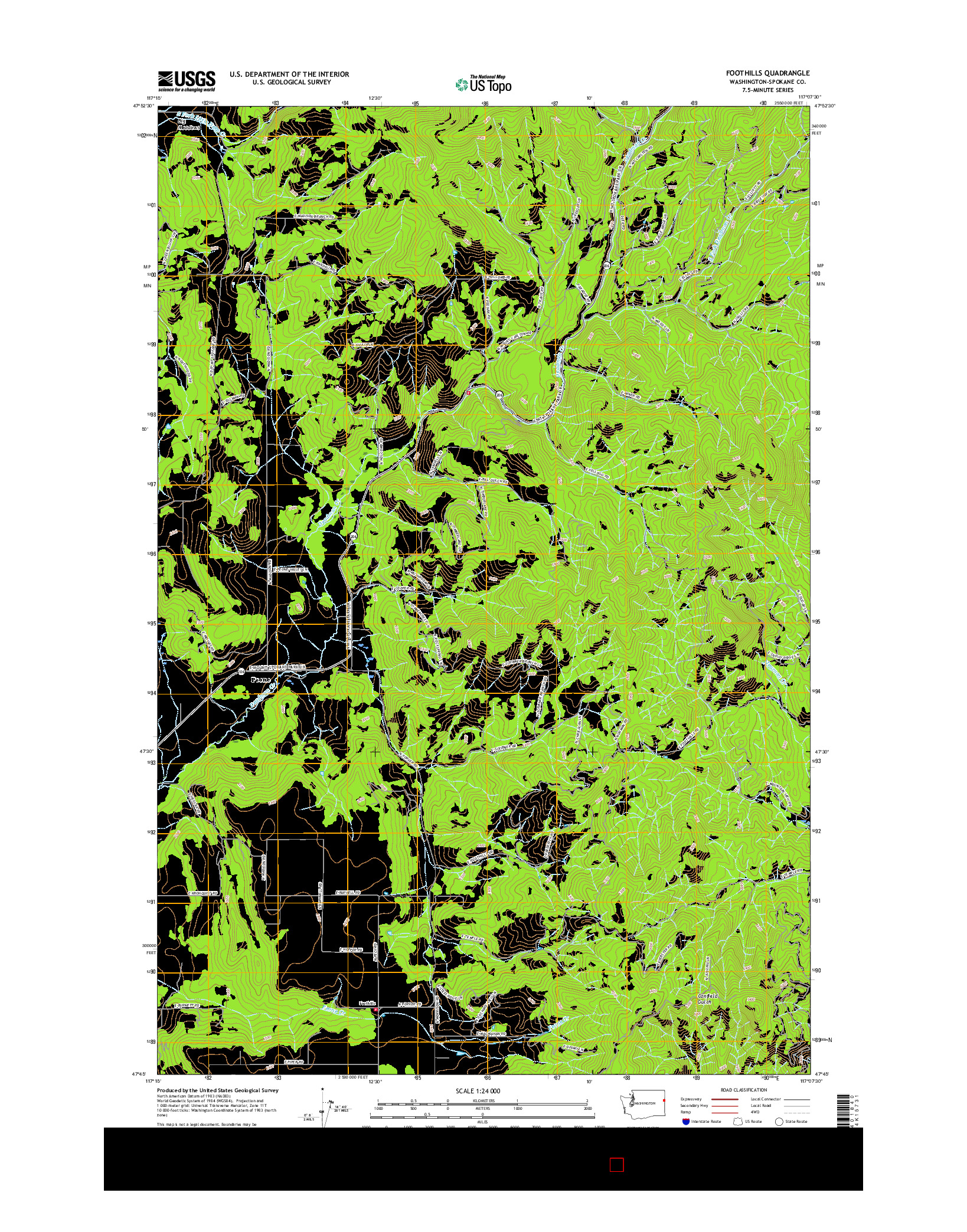 USGS US TOPO 7.5-MINUTE MAP FOR FOOTHILLS, WA 2017