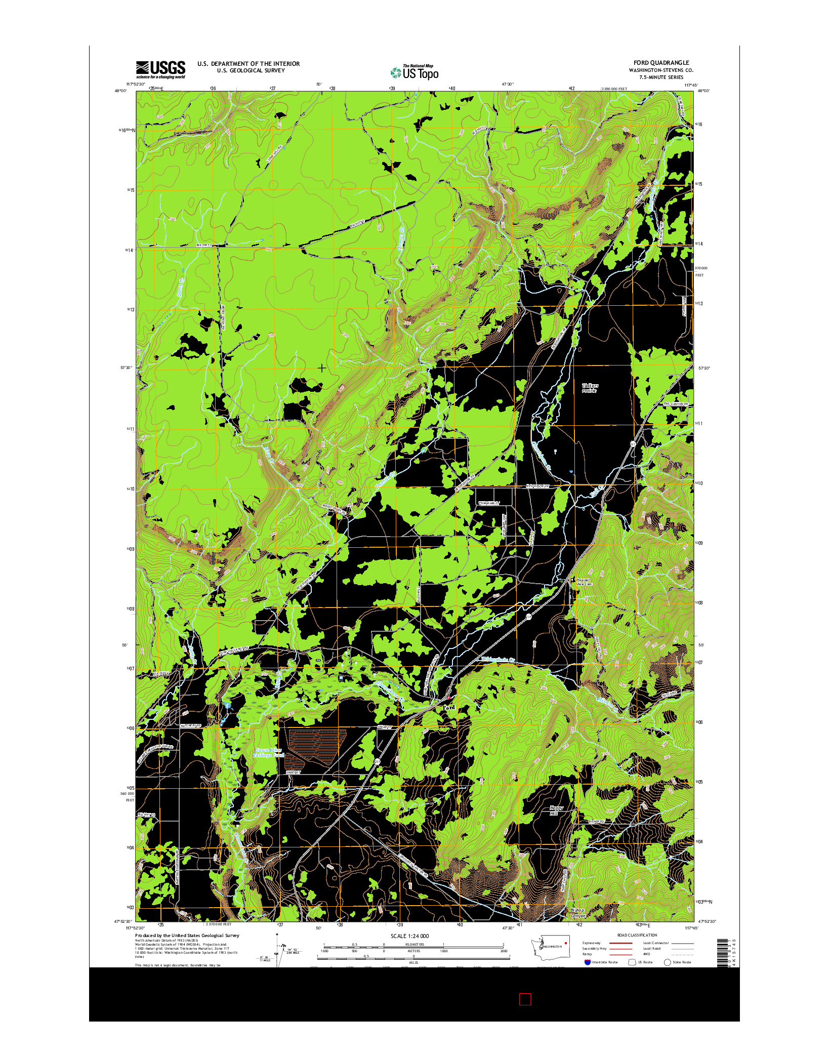 USGS US TOPO 7.5-MINUTE MAP FOR FORD, WA 2017