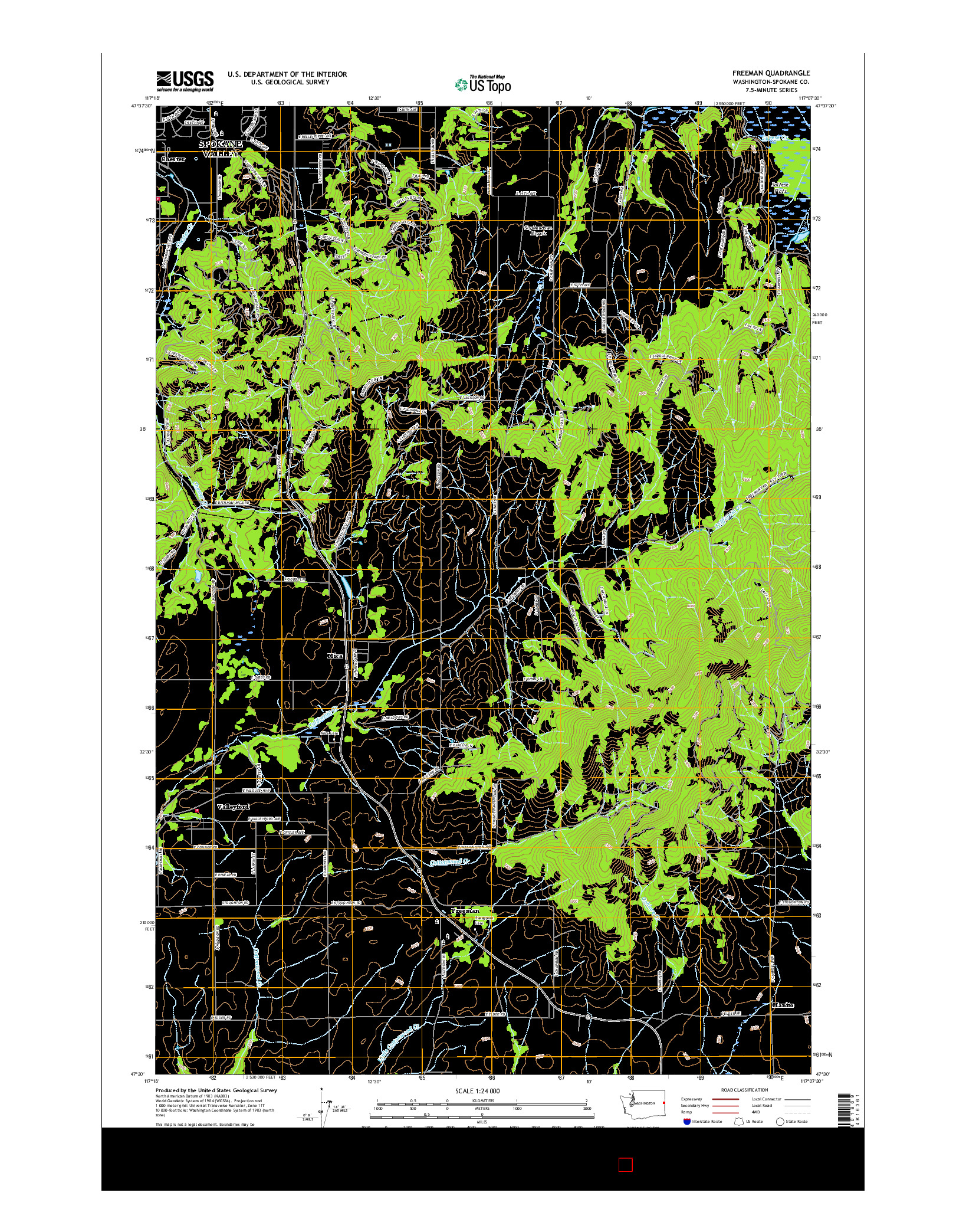 USGS US TOPO 7.5-MINUTE MAP FOR FREEMAN, WA 2017