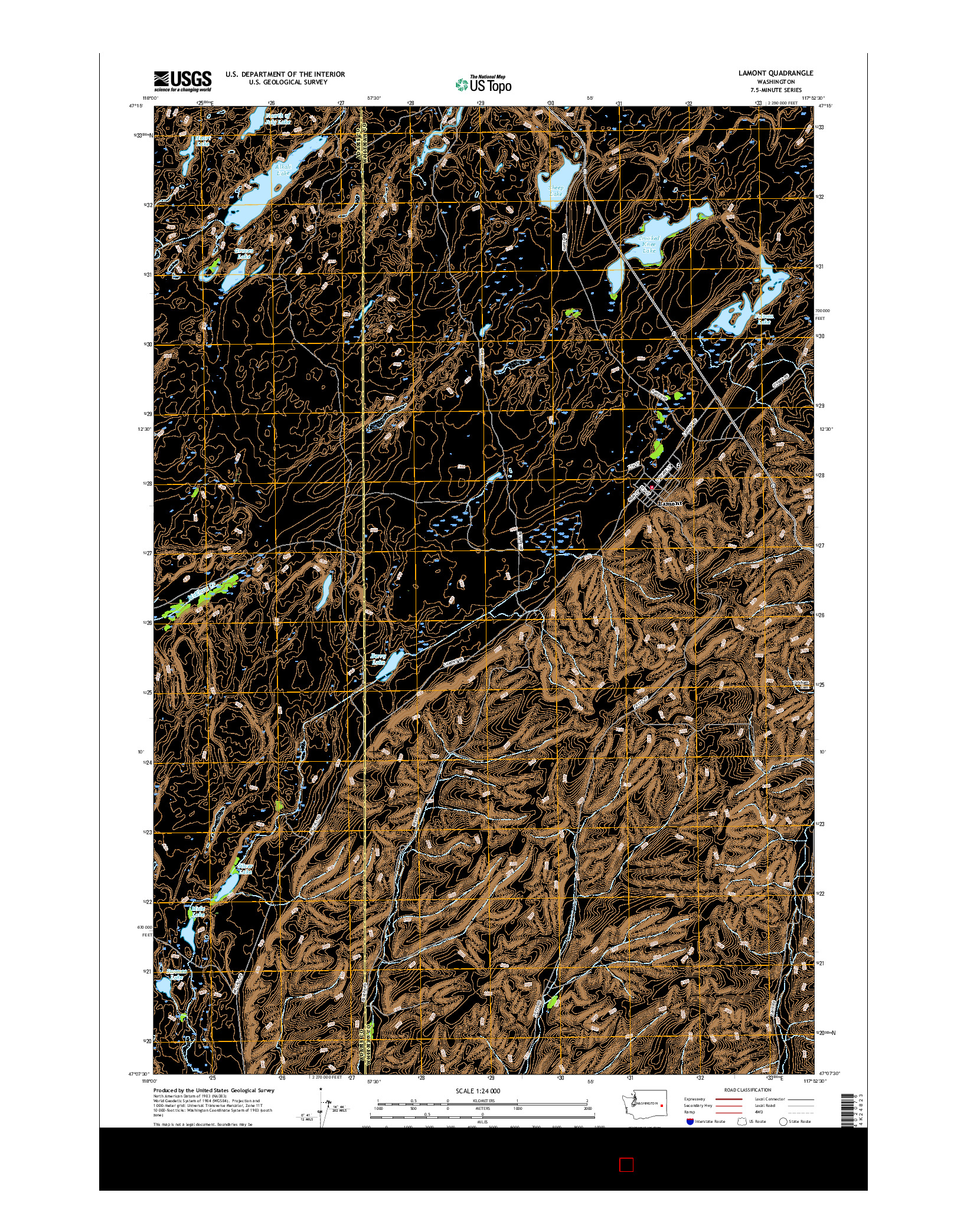 USGS US TOPO 7.5-MINUTE MAP FOR LAMONT, WA 2017