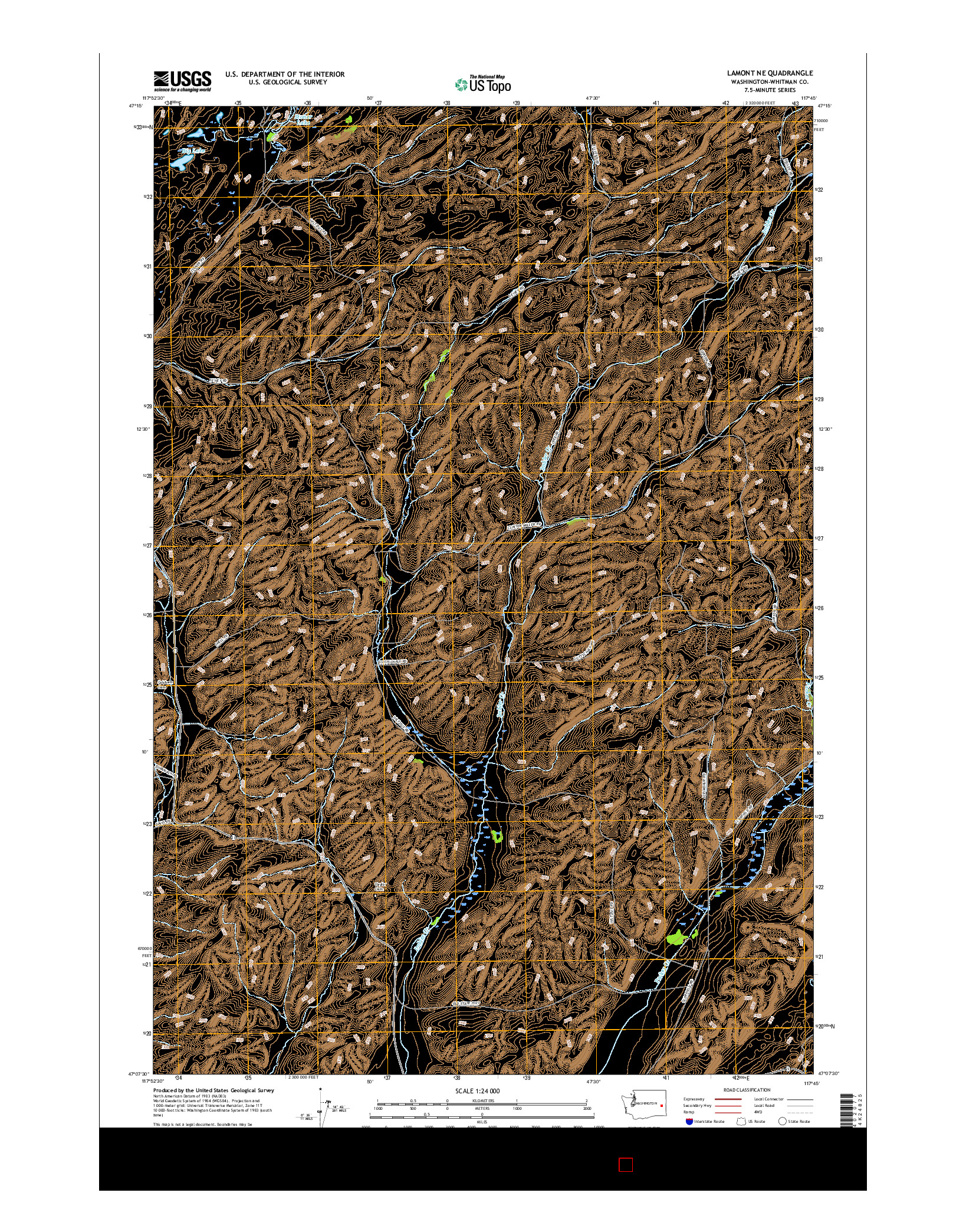 USGS US TOPO 7.5-MINUTE MAP FOR LAMONT NE, WA 2017