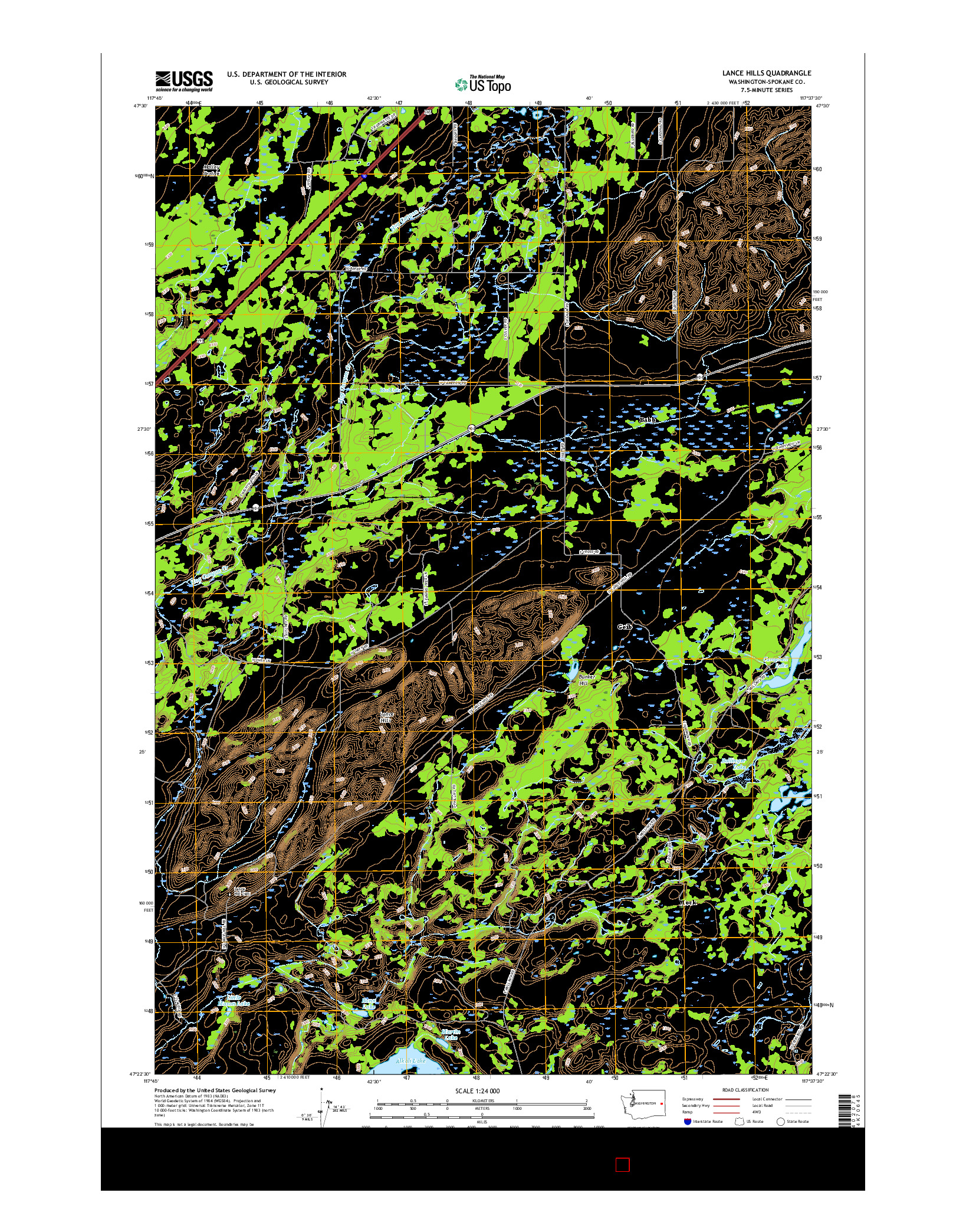 USGS US TOPO 7.5-MINUTE MAP FOR LANCE HILLS, WA 2017