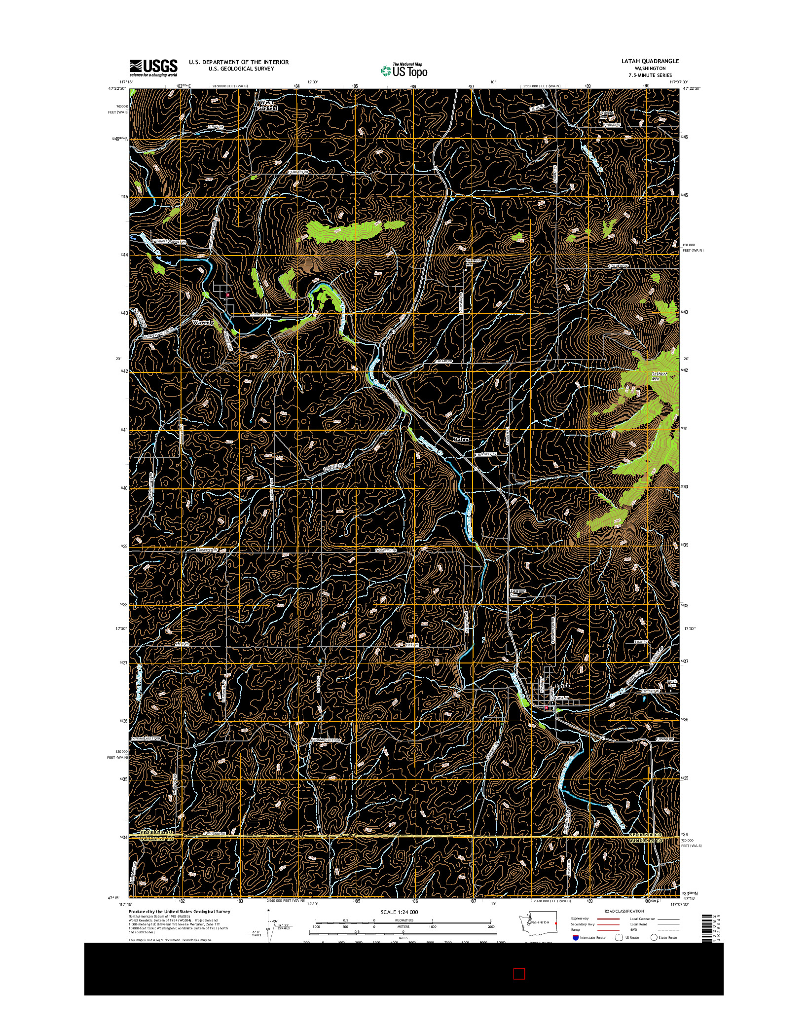 USGS US TOPO 7.5-MINUTE MAP FOR LATAH, WA 2017