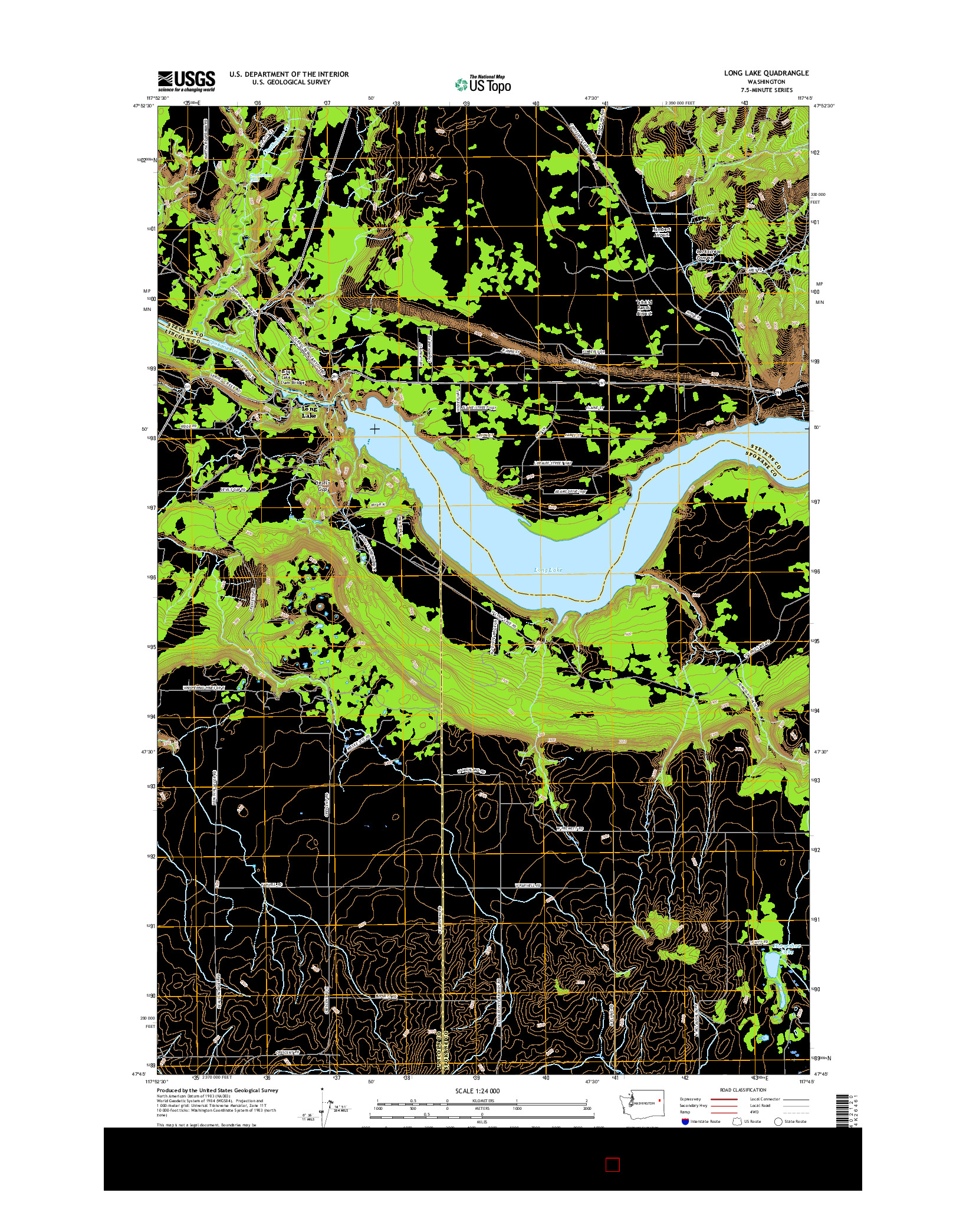 USGS US TOPO 7.5-MINUTE MAP FOR LONG LAKE, WA 2017