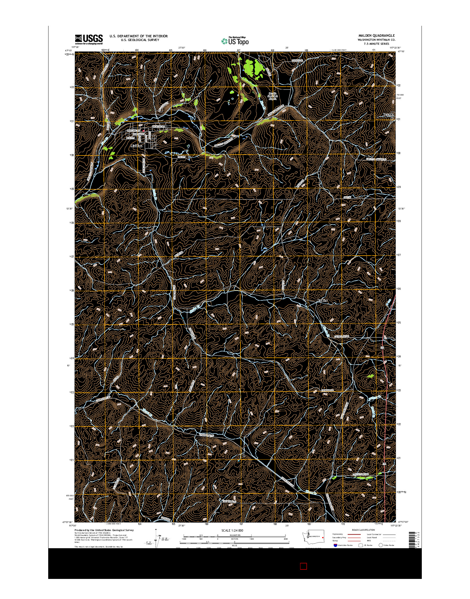 USGS US TOPO 7.5-MINUTE MAP FOR MALDEN, WA 2017