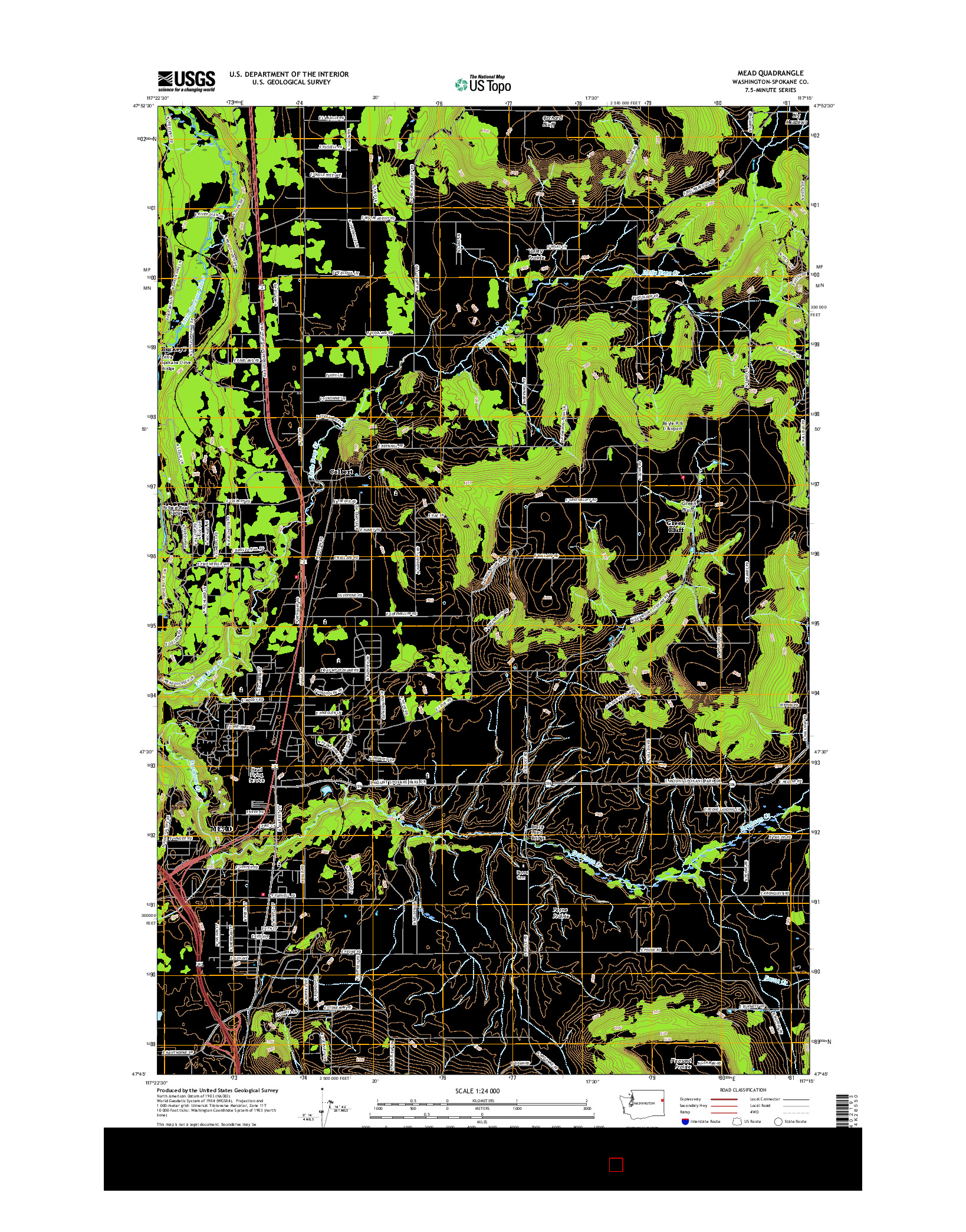 USGS US TOPO 7.5-MINUTE MAP FOR MEAD, WA 2017