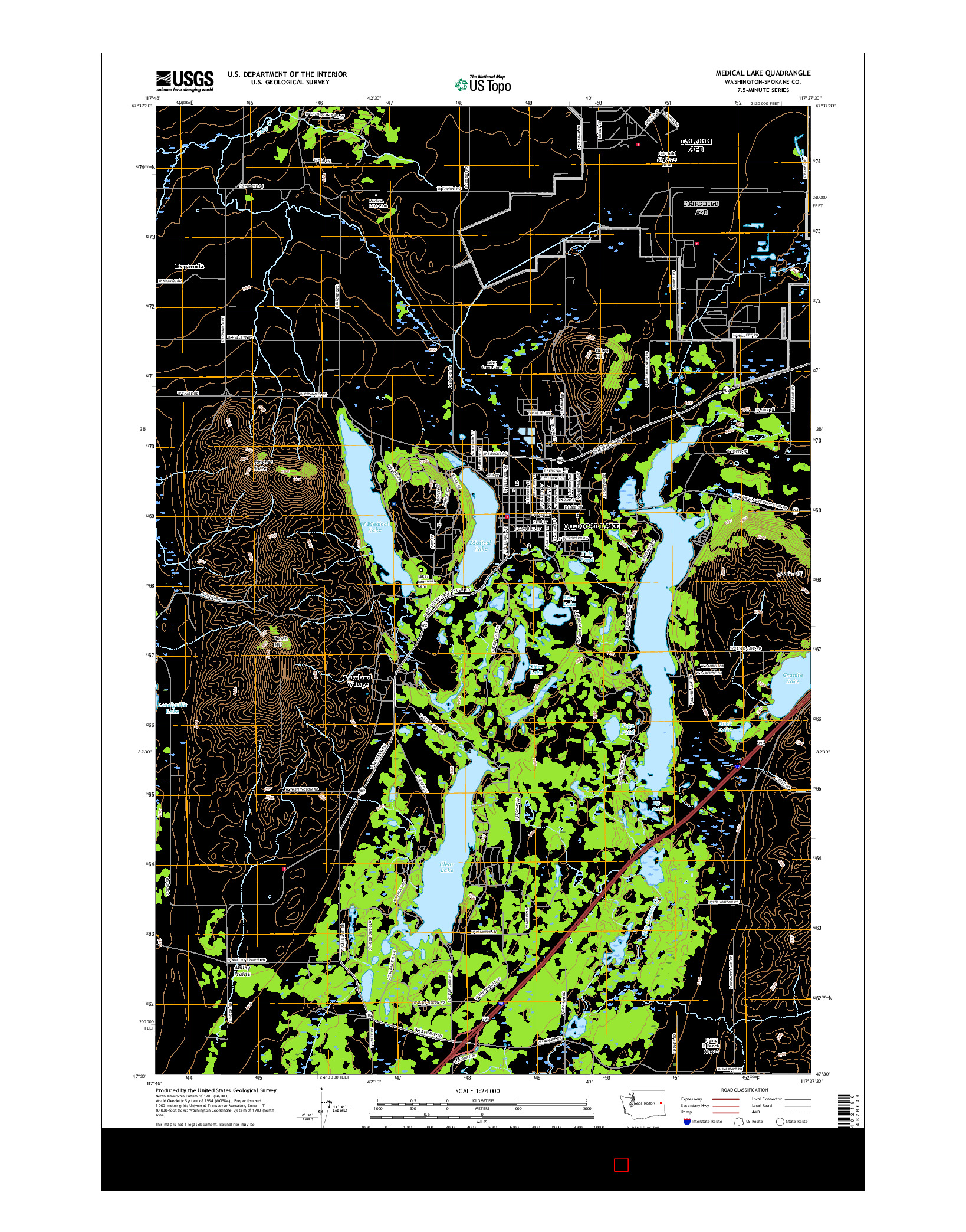 USGS US TOPO 7.5-MINUTE MAP FOR MEDICAL LAKE, WA 2017