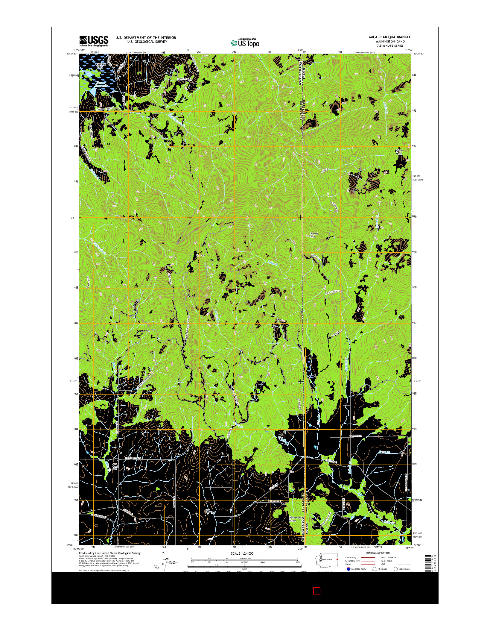 USGS US TOPO 7.5-MINUTE MAP FOR MICA PEAK, WA-ID 2017