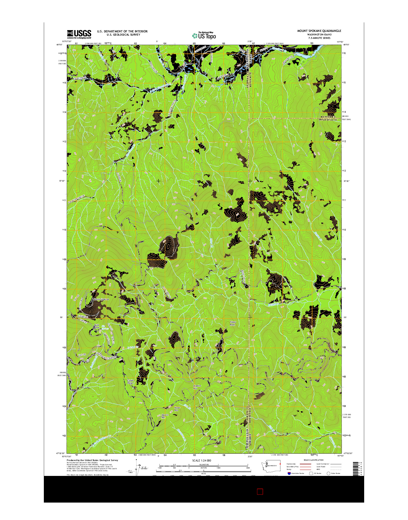 USGS US TOPO 7.5-MINUTE MAP FOR MOUNT SPOKANE, WA-ID 2017