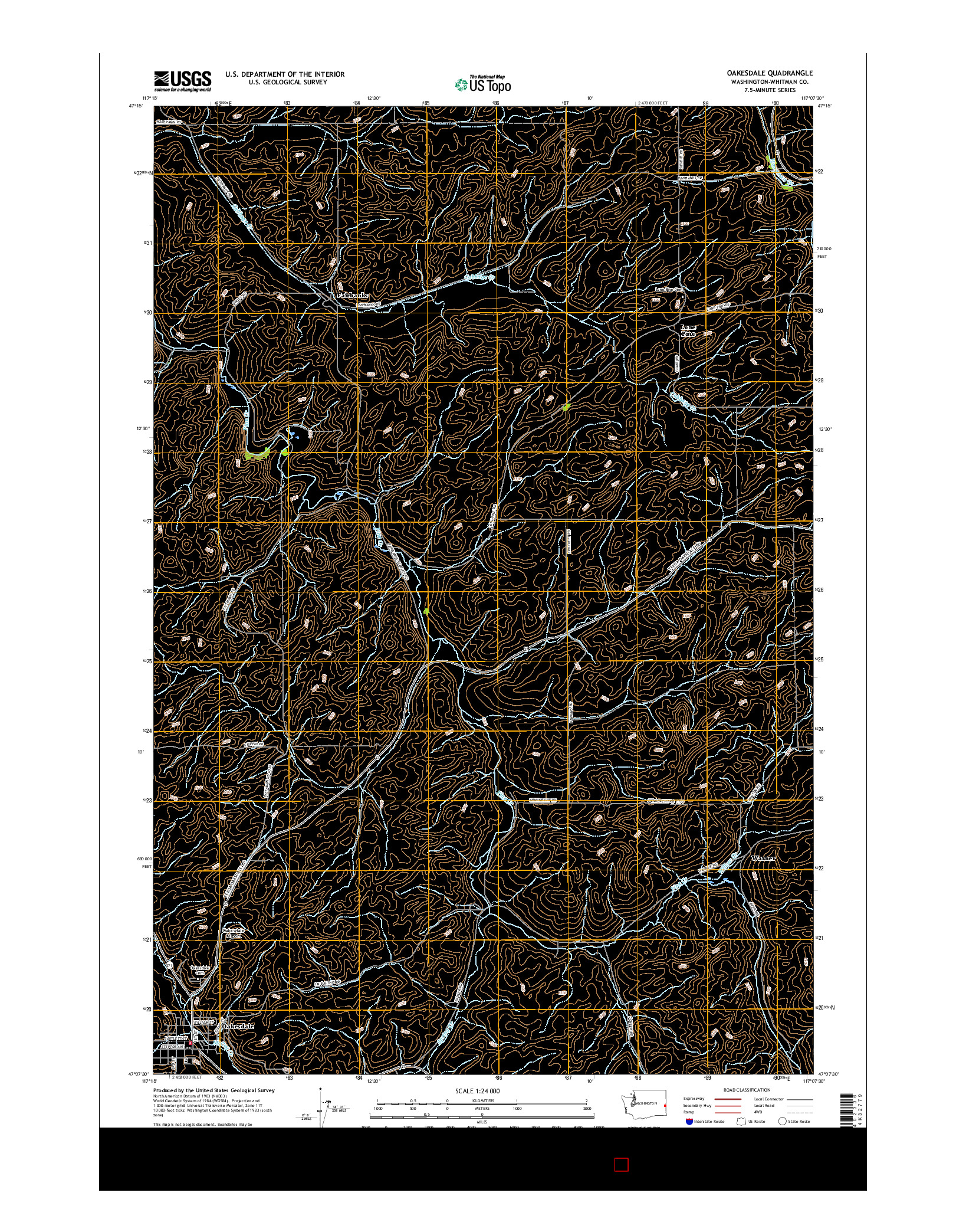 USGS US TOPO 7.5-MINUTE MAP FOR OAKESDALE, WA 2017