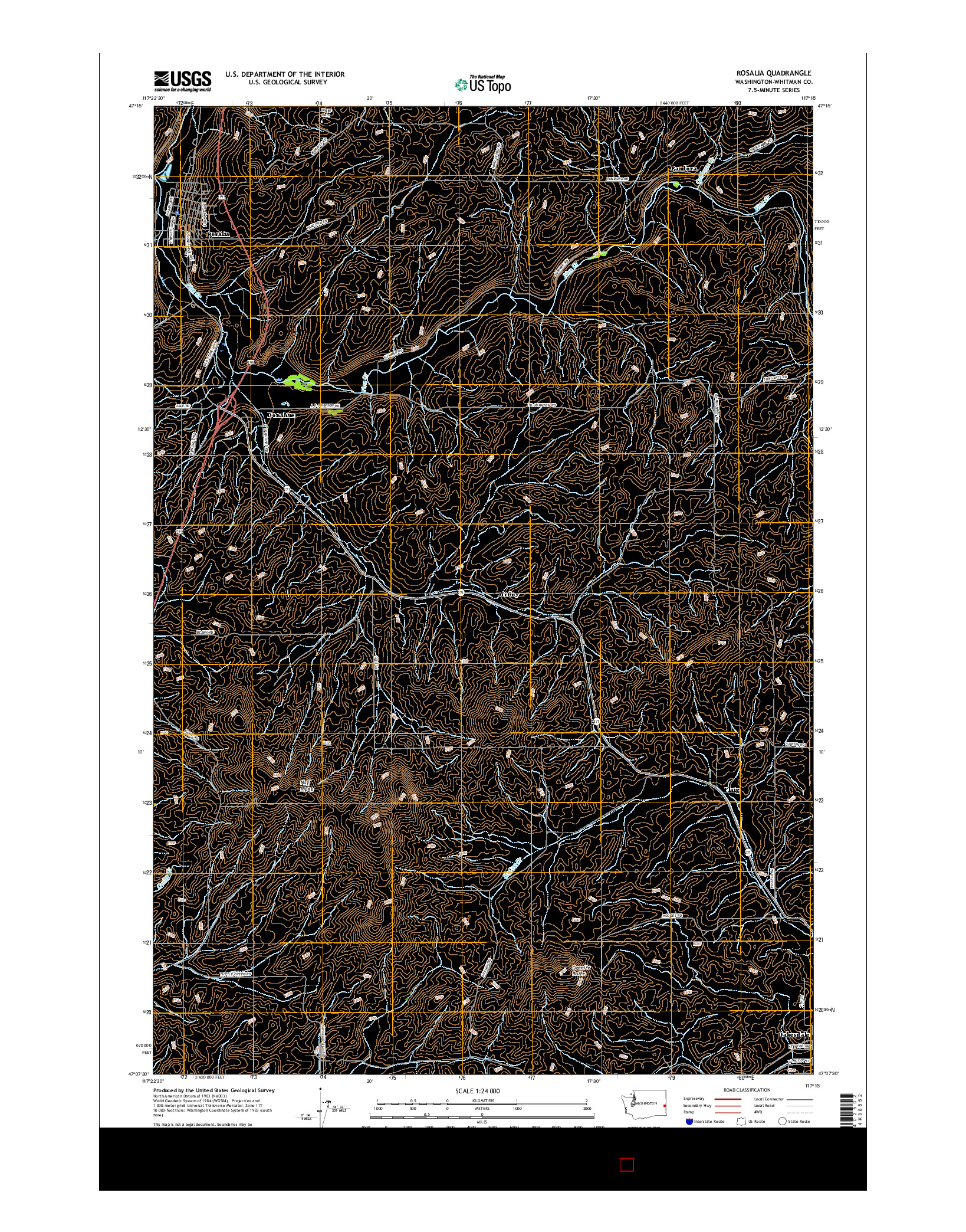 USGS US TOPO 7.5-MINUTE MAP FOR ROSALIA, WA 2017