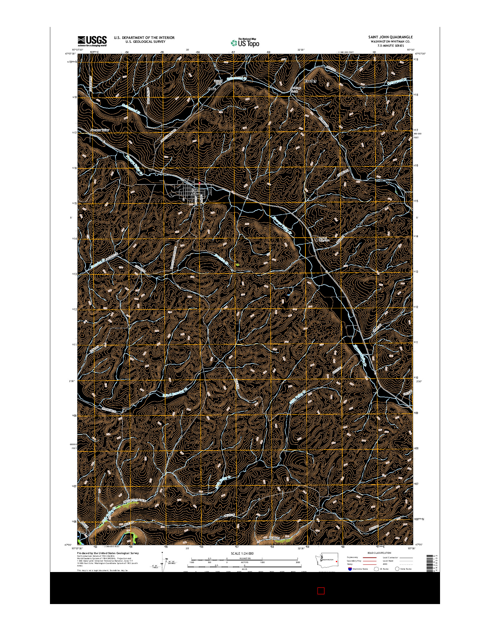 USGS US TOPO 7.5-MINUTE MAP FOR SAINT JOHN, WA 2017