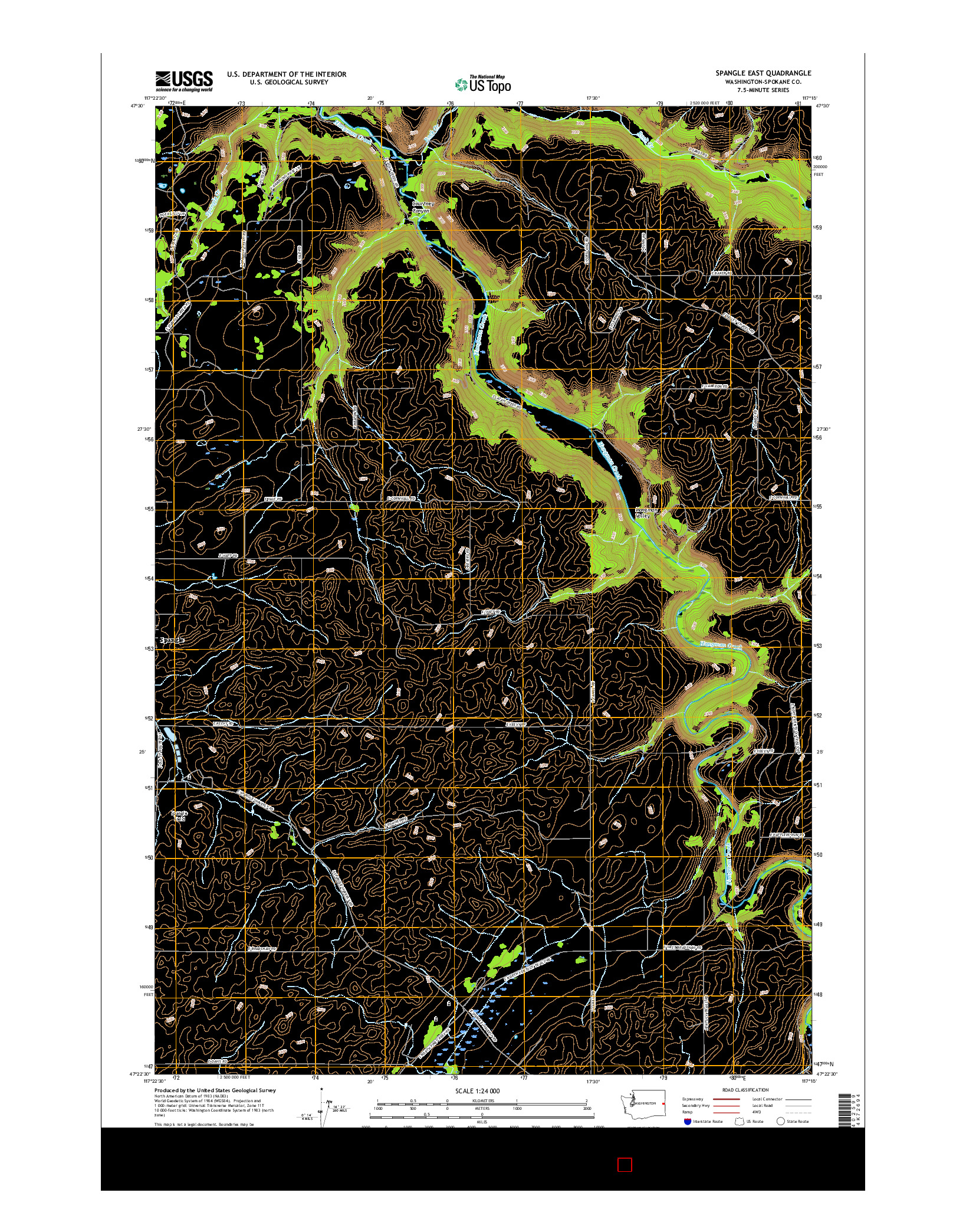 USGS US TOPO 7.5-MINUTE MAP FOR SPANGLE EAST, WA 2017