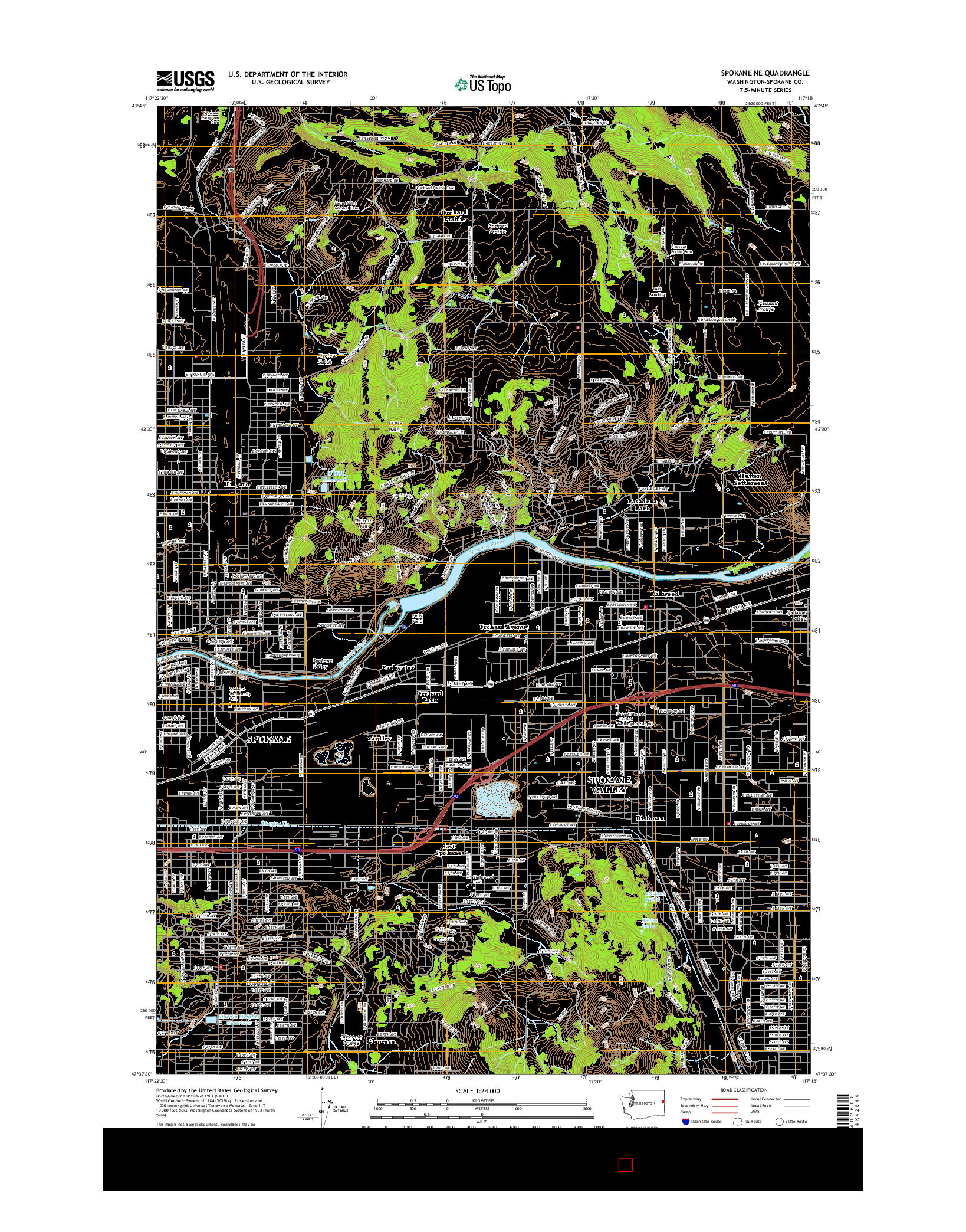 USGS US TOPO 7.5-MINUTE MAP FOR SPOKANE NE, WA 2017