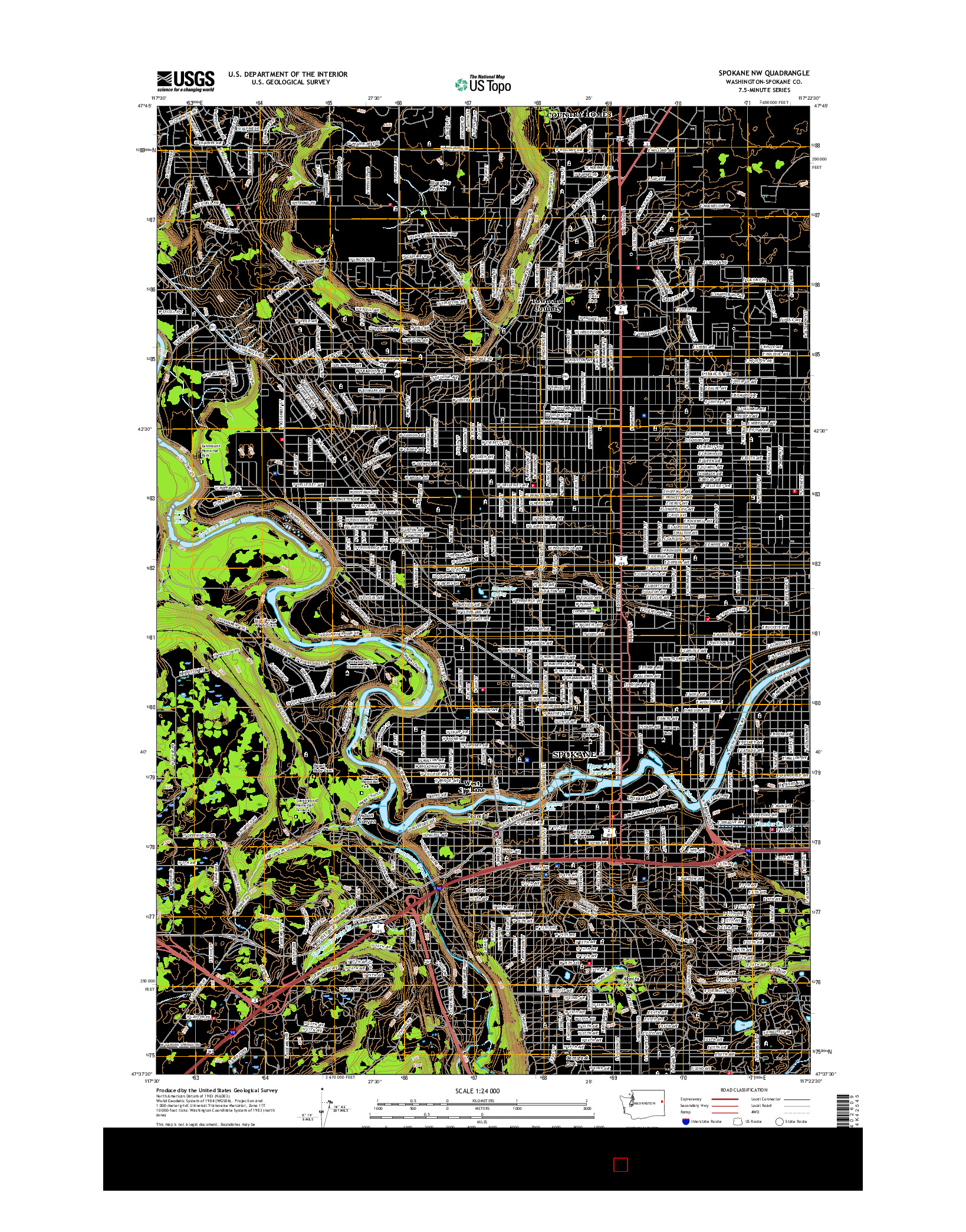 USGS US TOPO 7.5-MINUTE MAP FOR SPOKANE NW, WA 2017