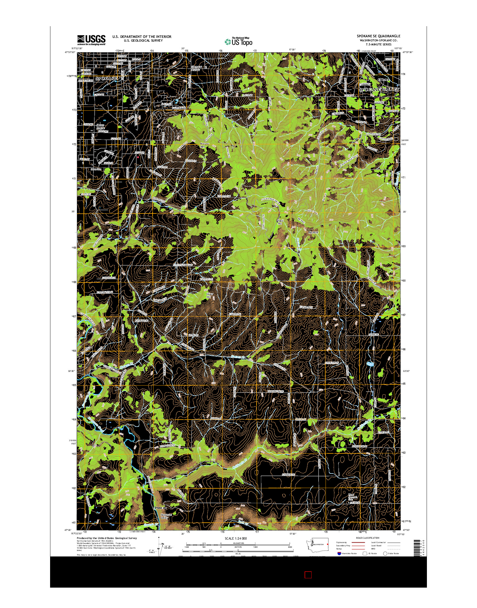 USGS US TOPO 7.5-MINUTE MAP FOR SPOKANE SE, WA 2017