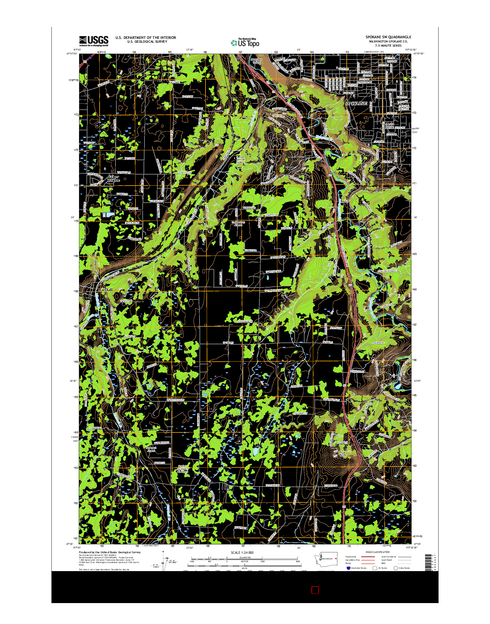 USGS US TOPO 7.5-MINUTE MAP FOR SPOKANE SW, WA 2017