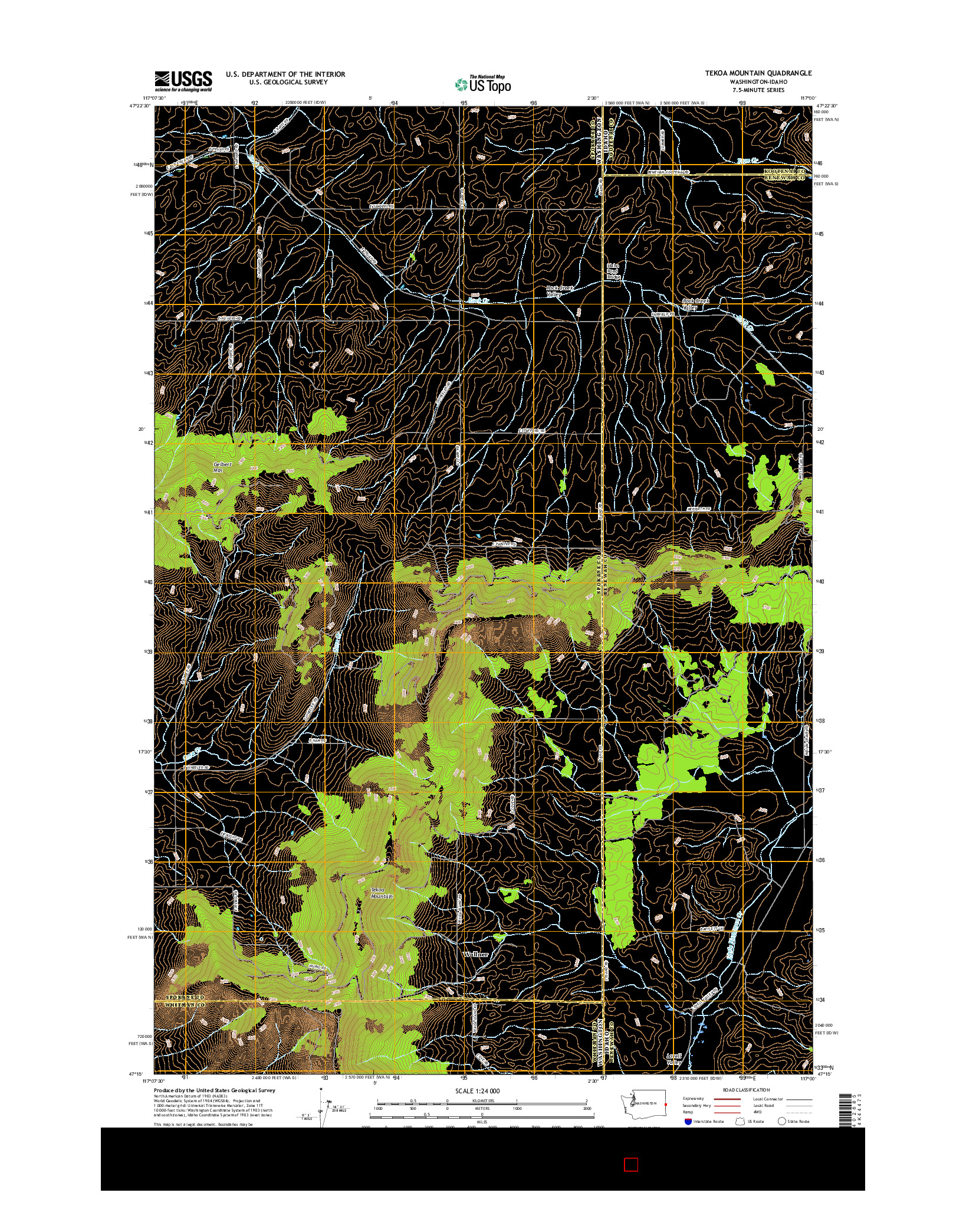 USGS US TOPO 7.5-MINUTE MAP FOR TEKOA MOUNTAIN, WA-ID 2017