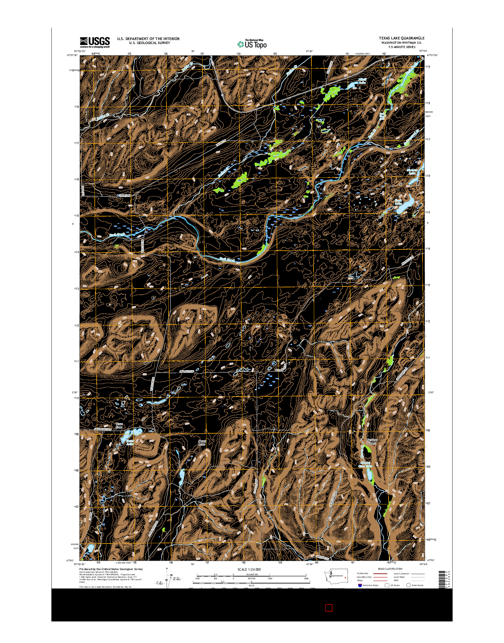 USGS US TOPO 7.5-MINUTE MAP FOR TEXAS LAKE, WA 2017