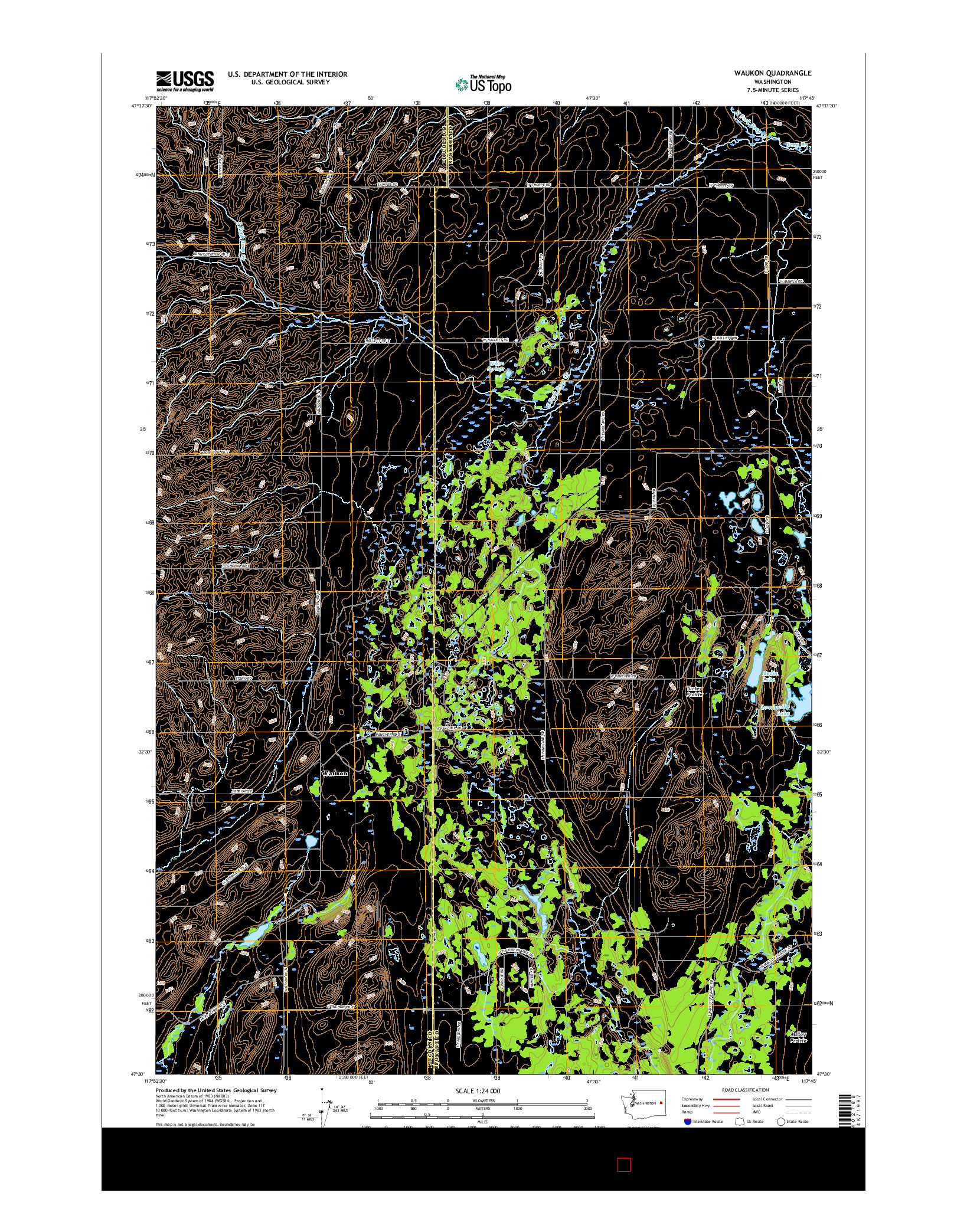 USGS US TOPO 7.5-MINUTE MAP FOR WAUKON, WA 2017