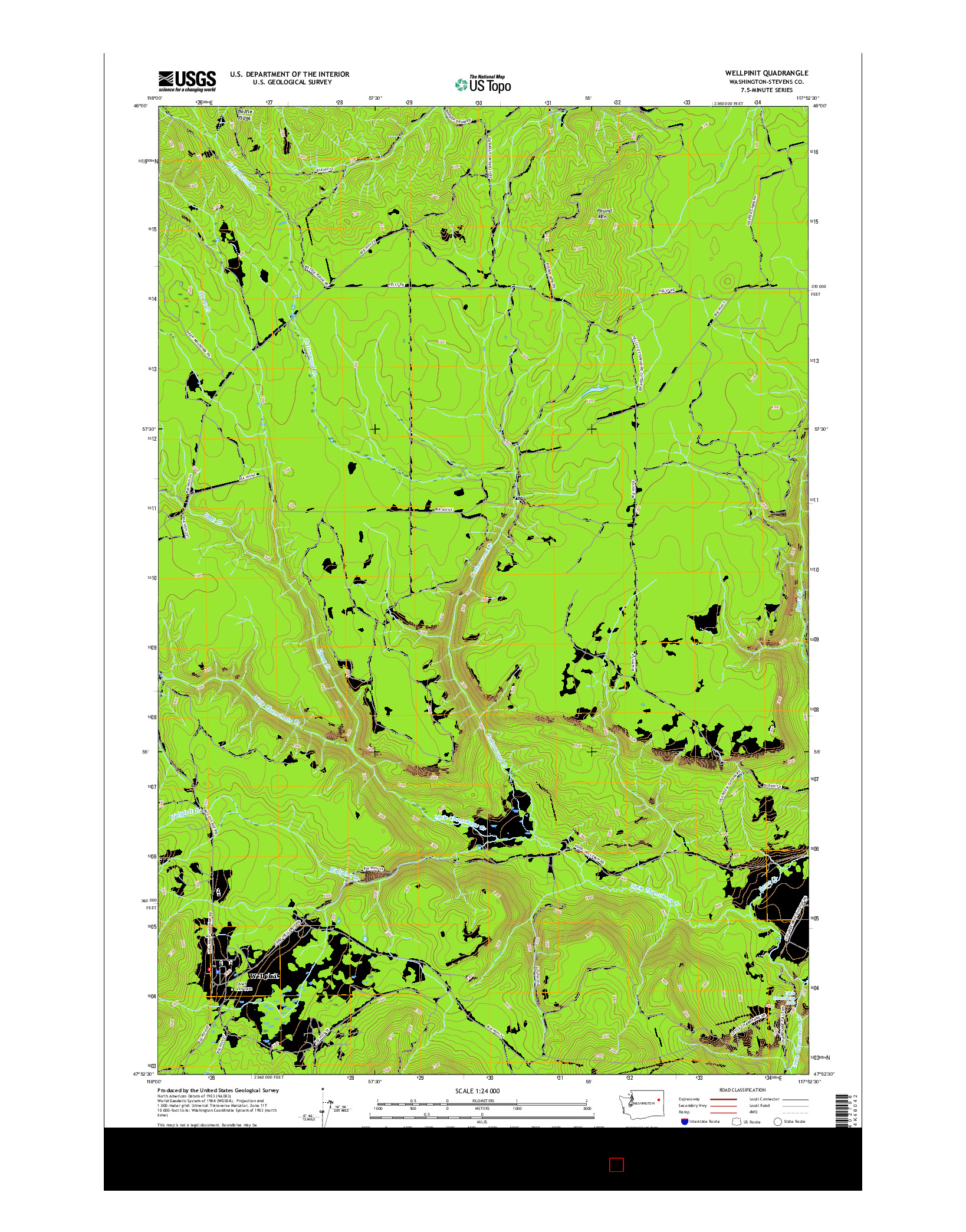 USGS US TOPO 7.5-MINUTE MAP FOR WELLPINIT, WA 2017