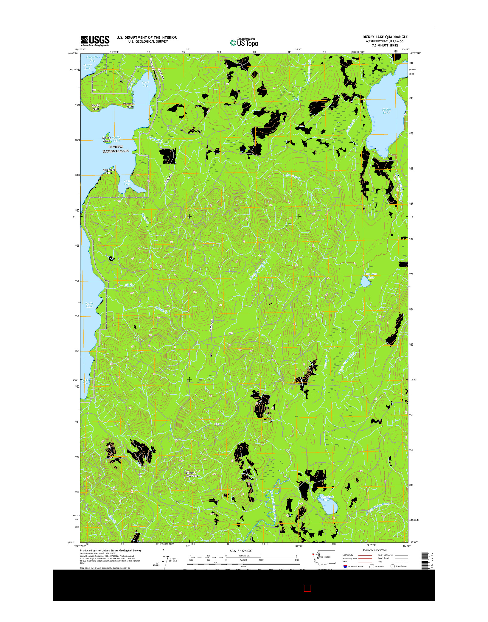 USGS US TOPO 7.5-MINUTE MAP FOR DICKEY LAKE, WA 2017