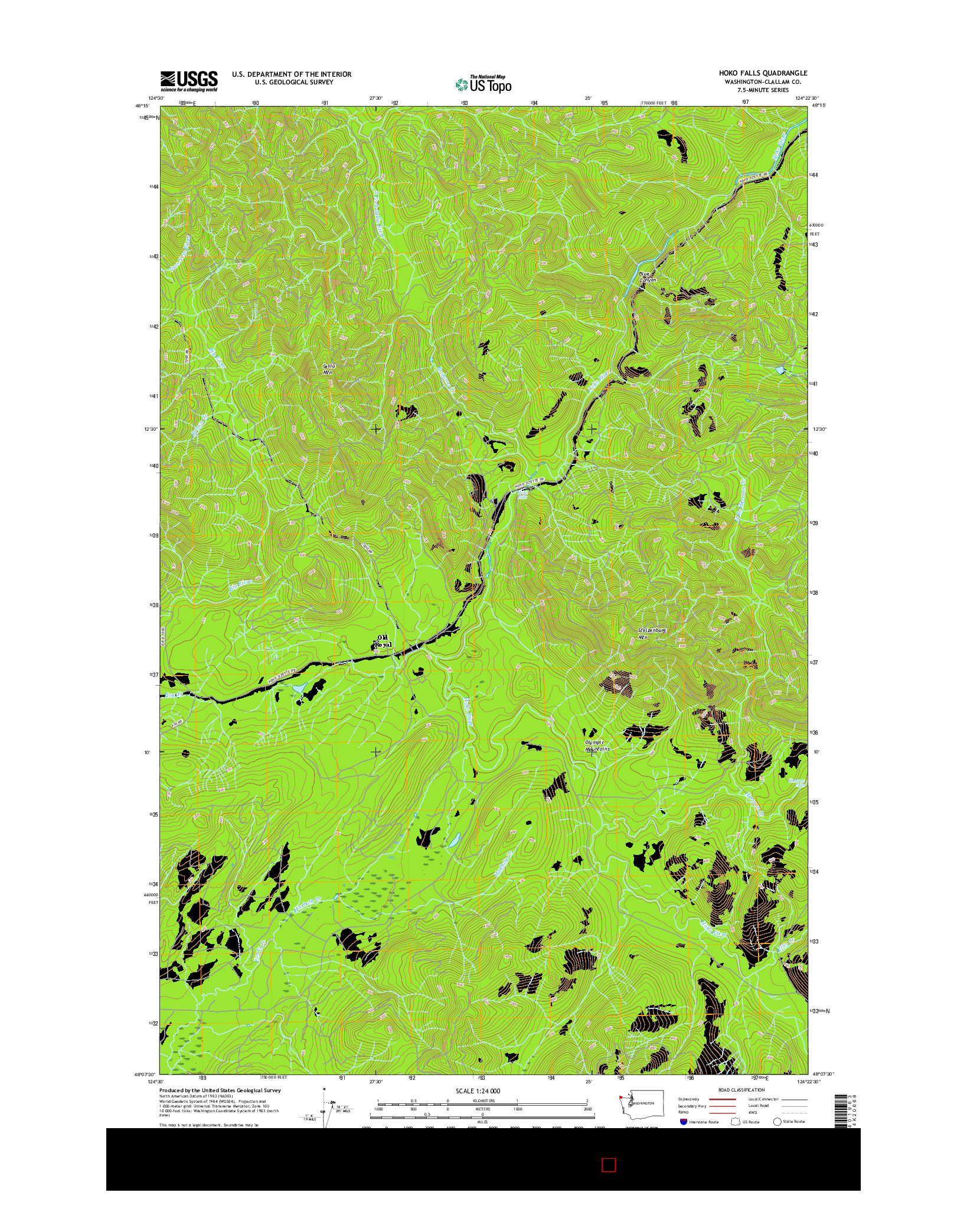 USGS US TOPO 7.5-MINUTE MAP FOR HOKO FALLS, WA 2017