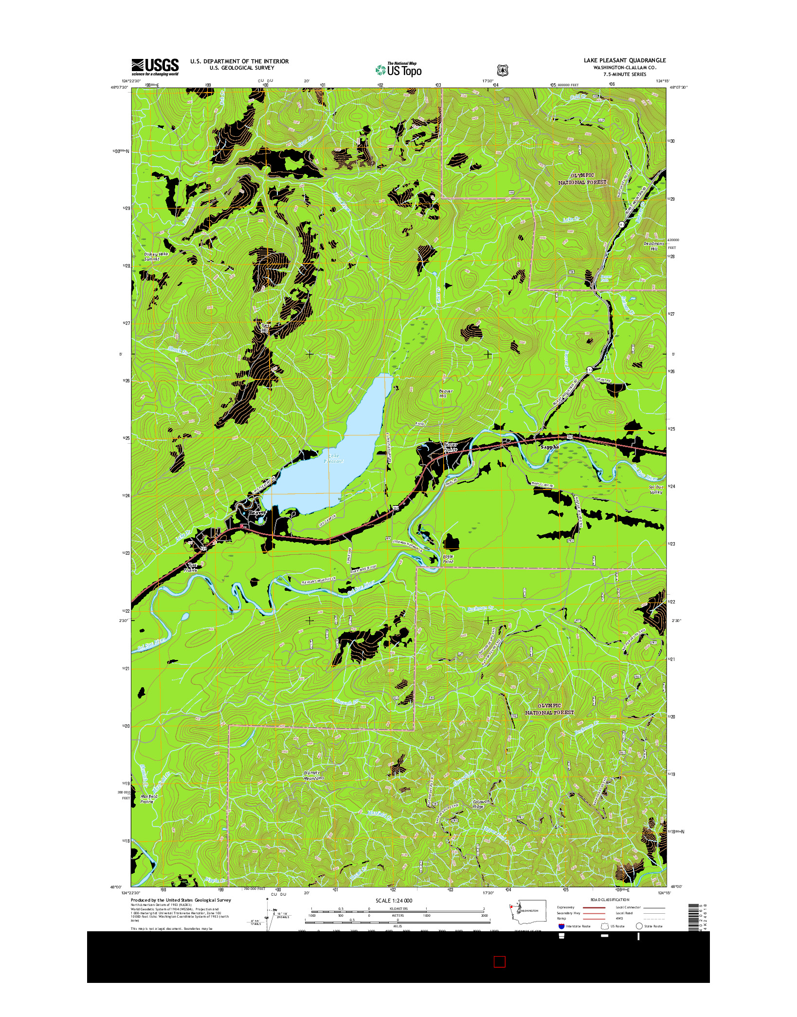 USGS US TOPO 7.5-MINUTE MAP FOR LAKE PLEASANT, WA 2017