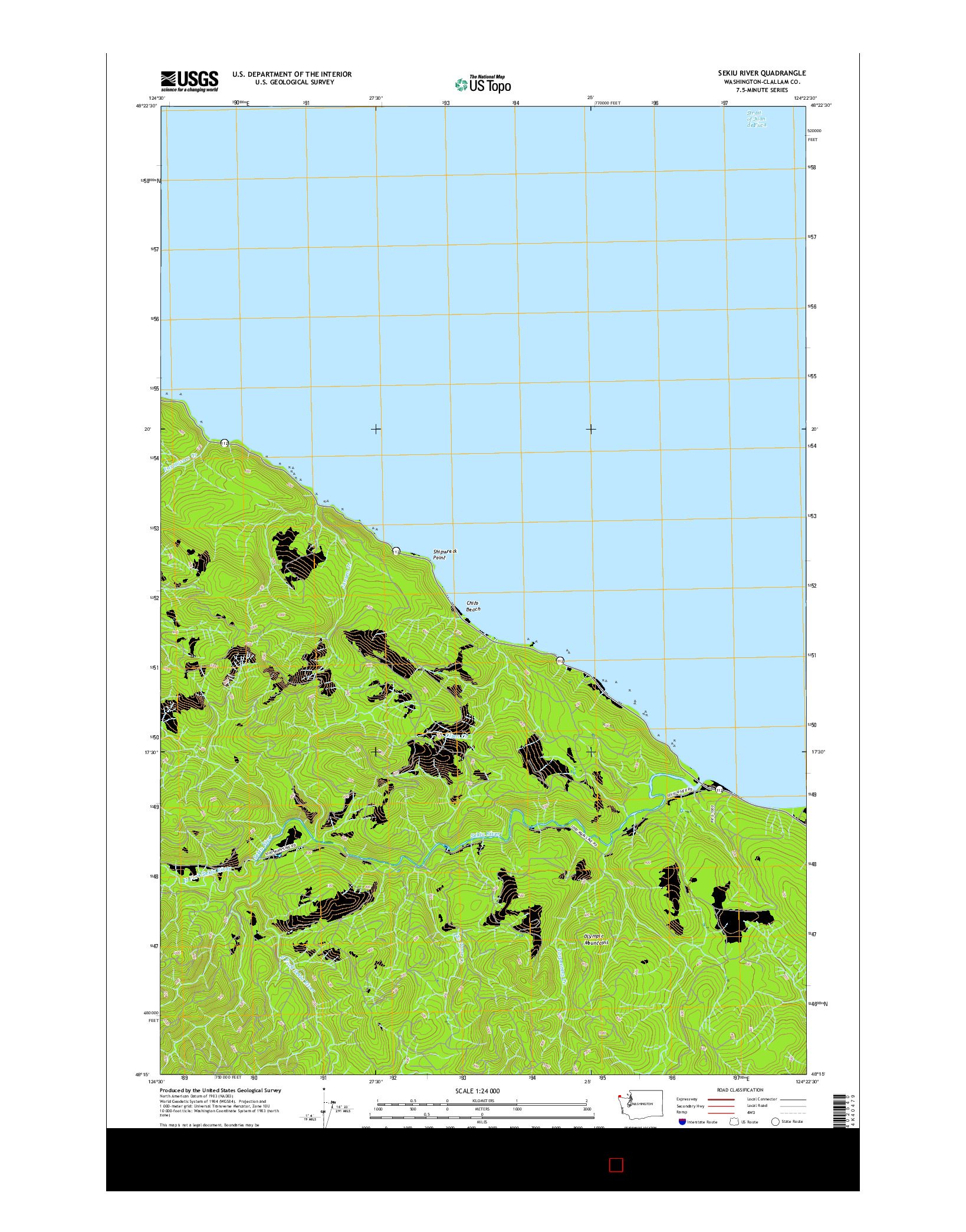 USGS US TOPO 7.5-MINUTE MAP FOR SEKIU RIVER, WA 2017