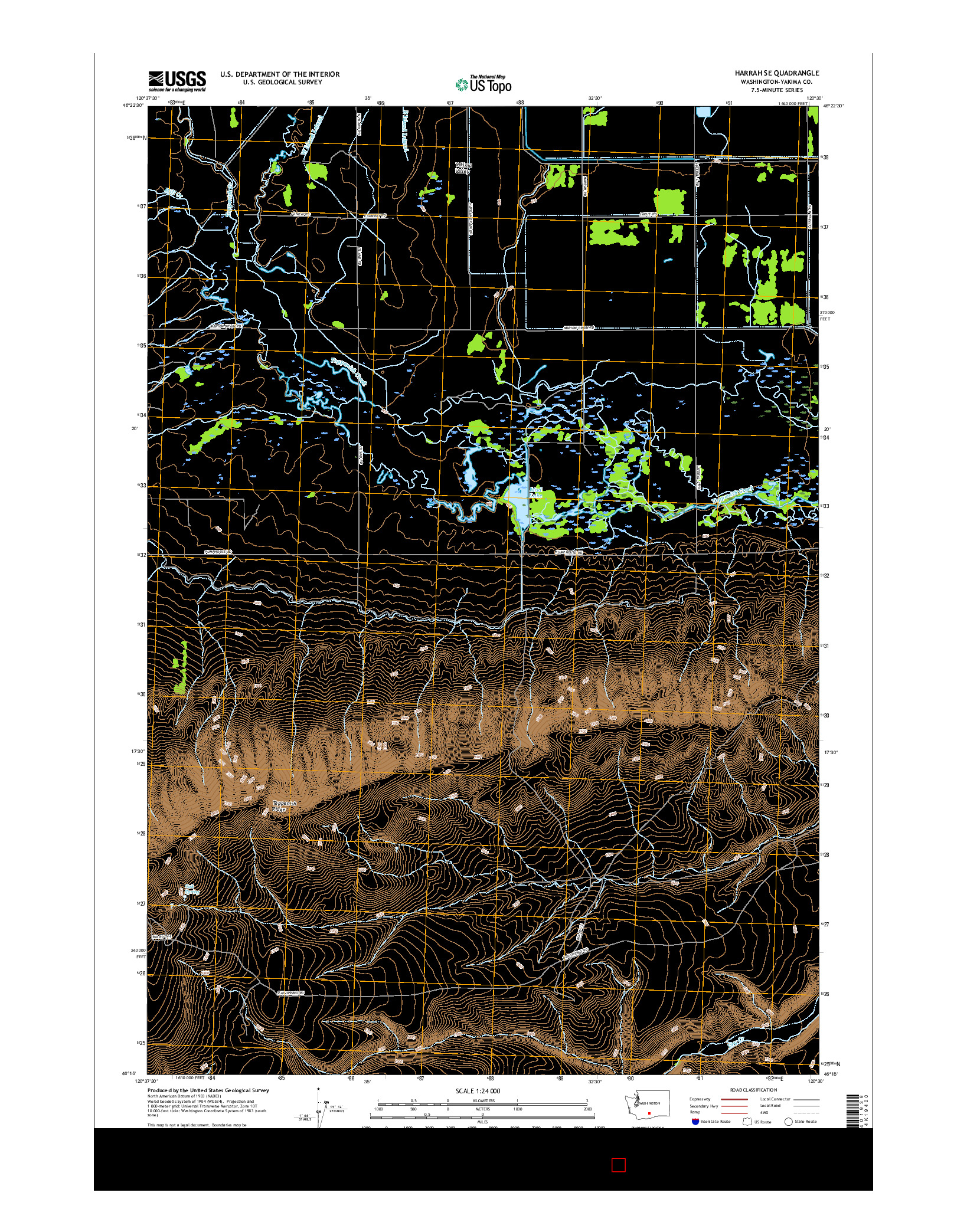 USGS US TOPO 7.5-MINUTE MAP FOR HARRAH SE, WA 2017