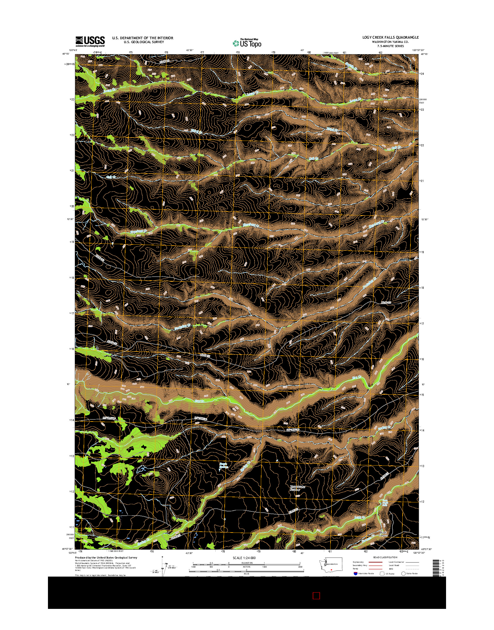 USGS US TOPO 7.5-MINUTE MAP FOR LOGY CREEK FALLS, WA 2017