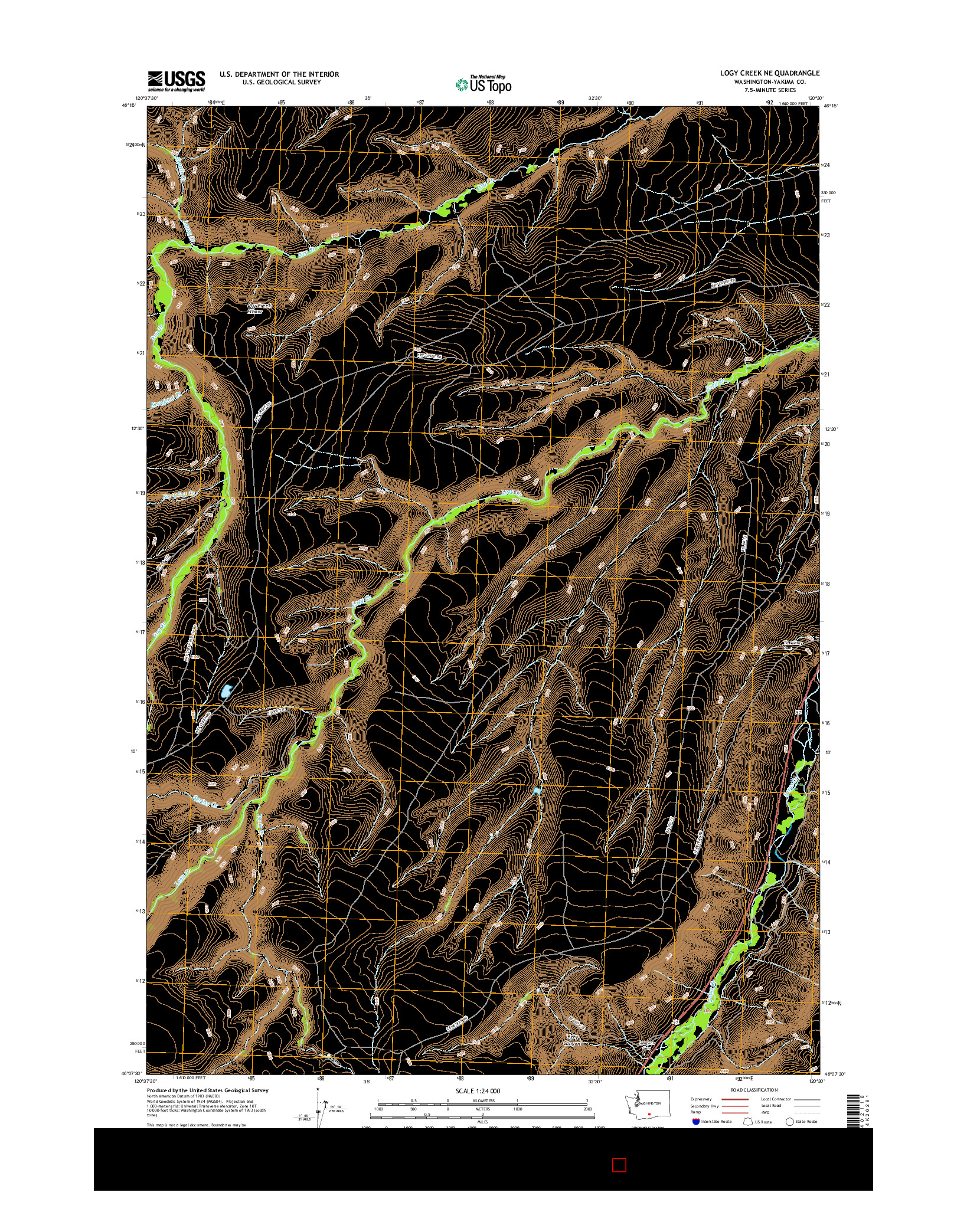 USGS US TOPO 7.5-MINUTE MAP FOR LOGY CREEK NE, WA 2017
