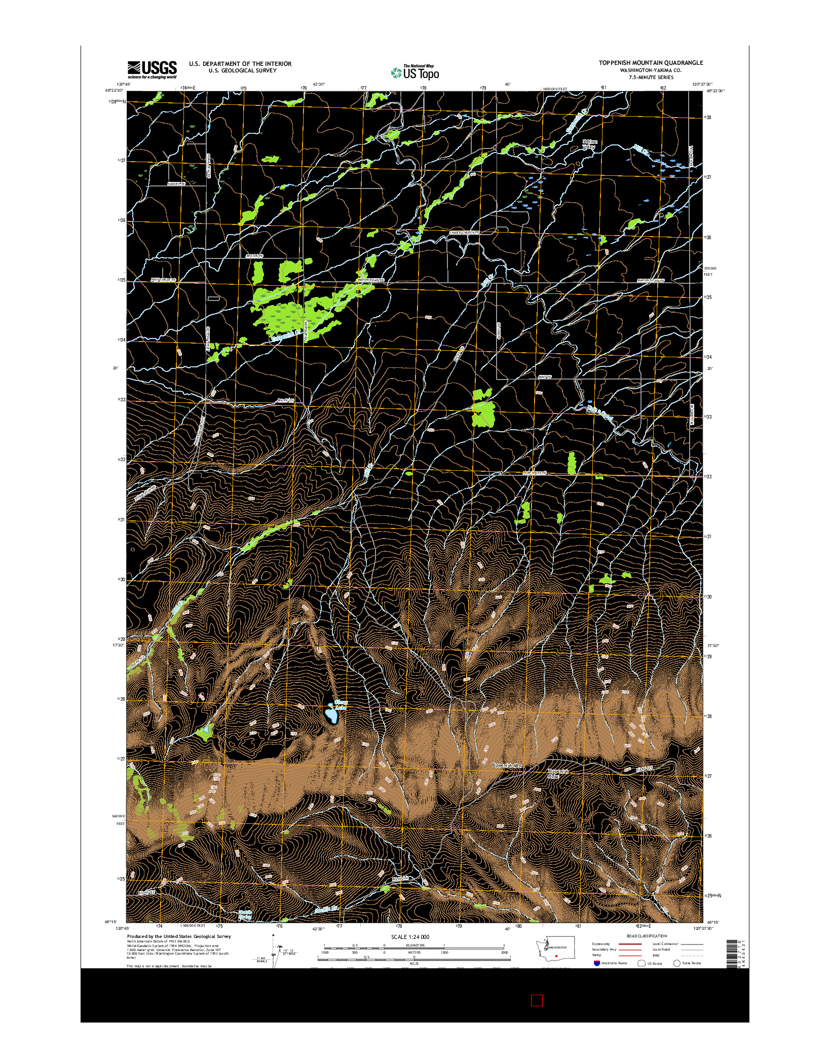 USGS US TOPO 7.5-MINUTE MAP FOR TOPPENISH MOUNTAIN, WA 2017