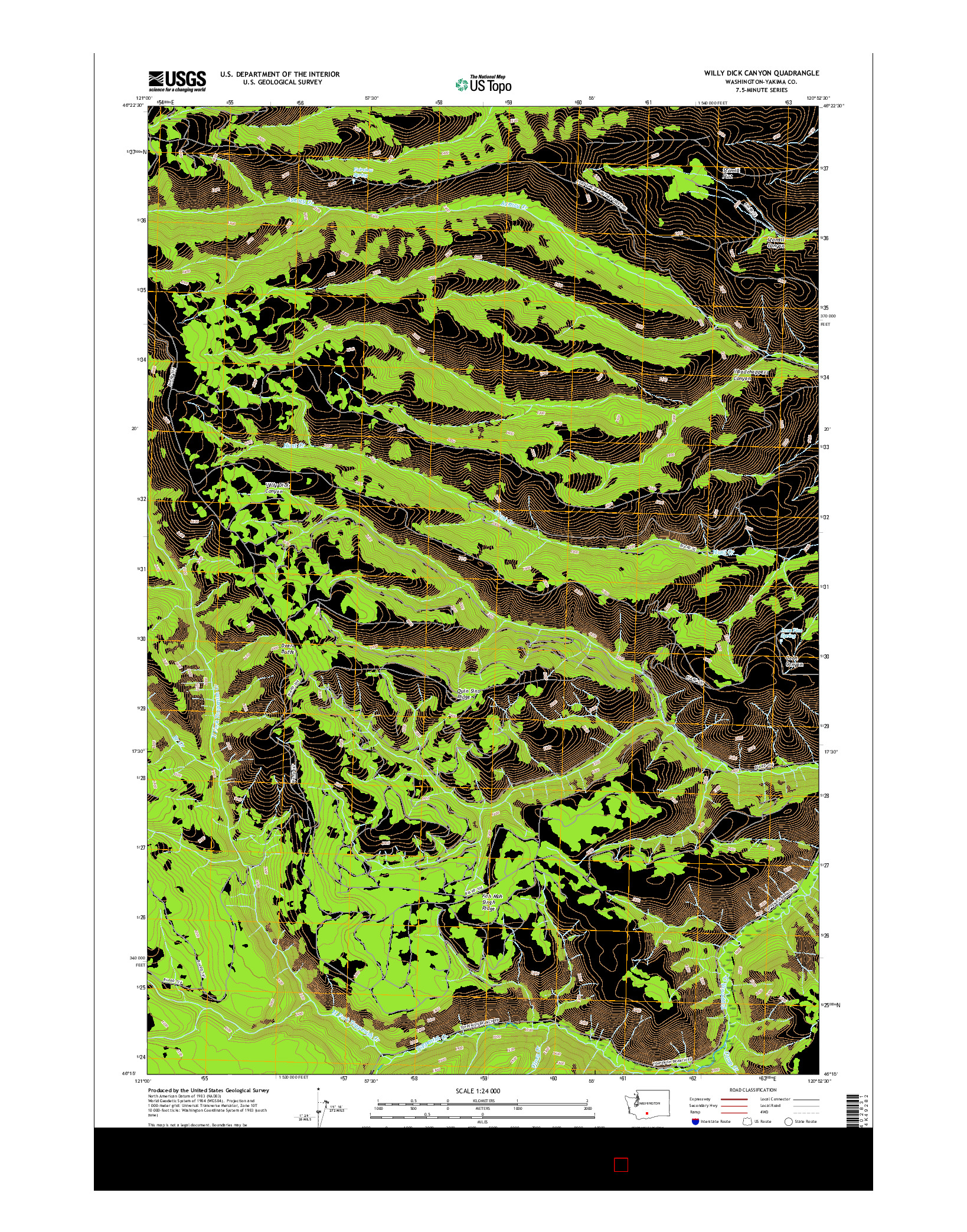 USGS US TOPO 7.5-MINUTE MAP FOR WILLY DICK CANYON, WA 2017