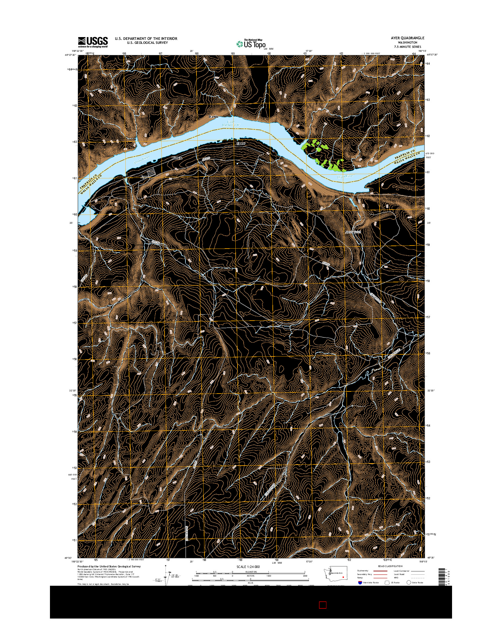 USGS US TOPO 7.5-MINUTE MAP FOR AYER, WA 2017