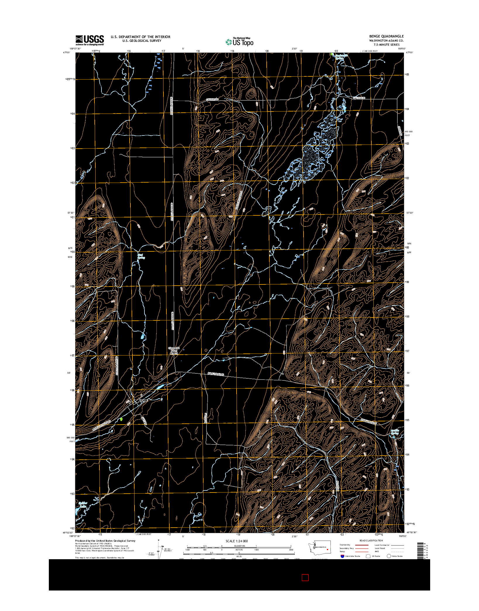 USGS US TOPO 7.5-MINUTE MAP FOR BENGE, WA 2017