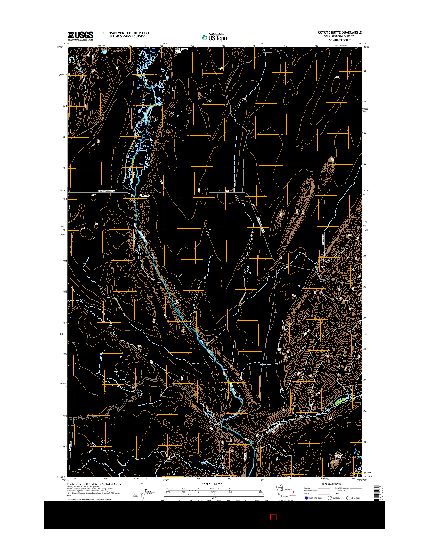 USGS US TOPO 7.5-MINUTE MAP FOR COYOTE BUTTE, WA 2017