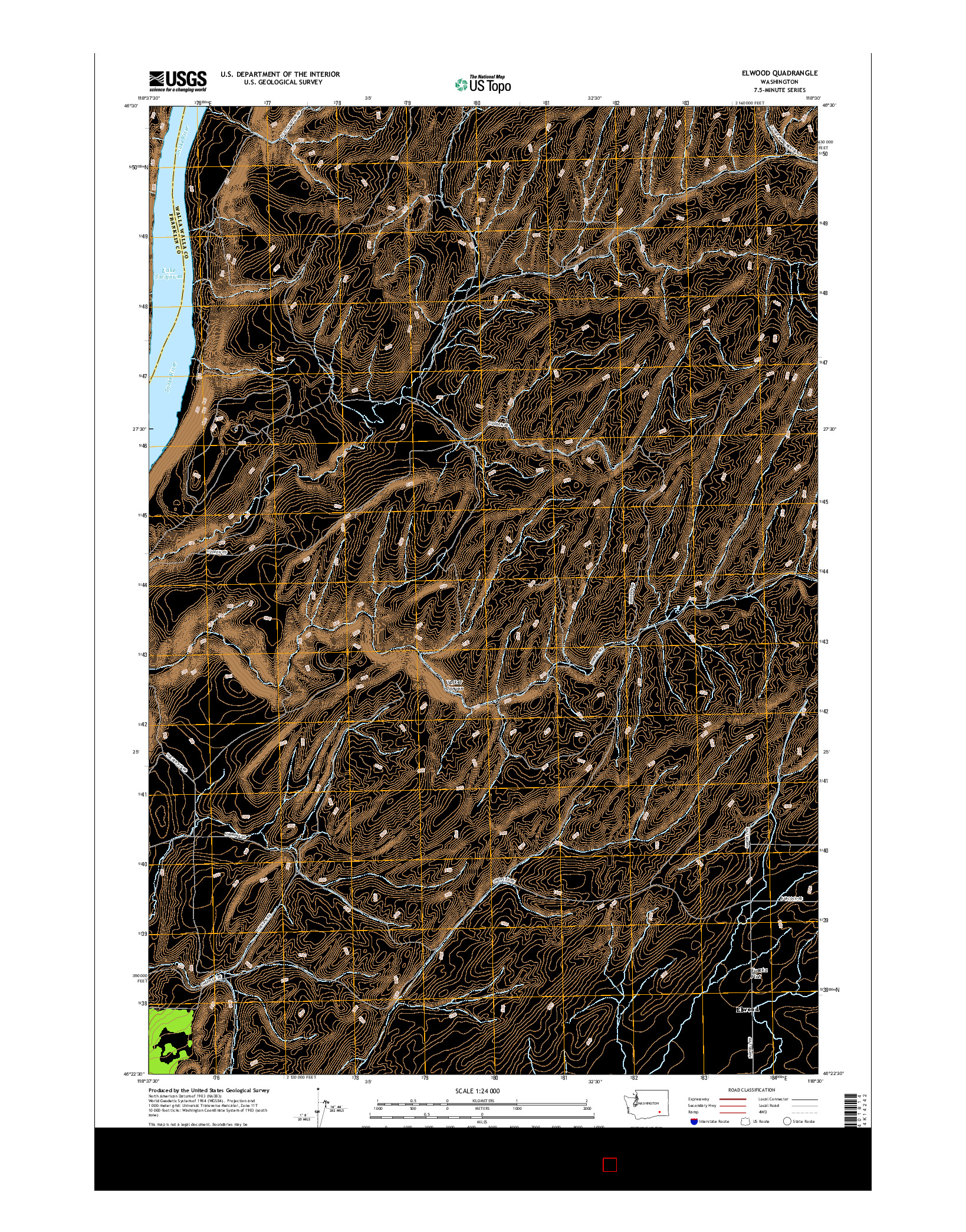 USGS US TOPO 7.5-MINUTE MAP FOR ELWOOD, WA 2017