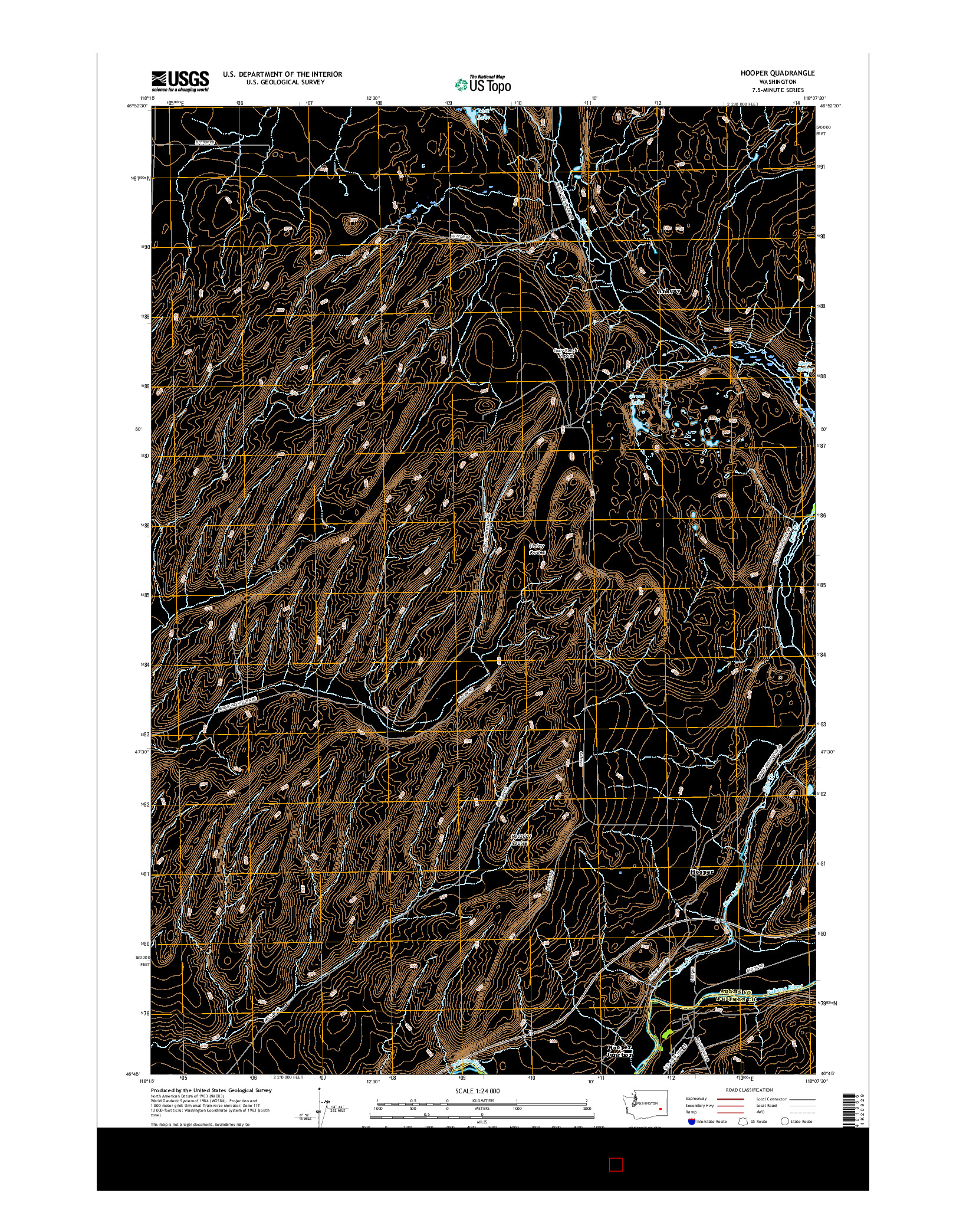 USGS US TOPO 7.5-MINUTE MAP FOR HOOPER, WA 2017