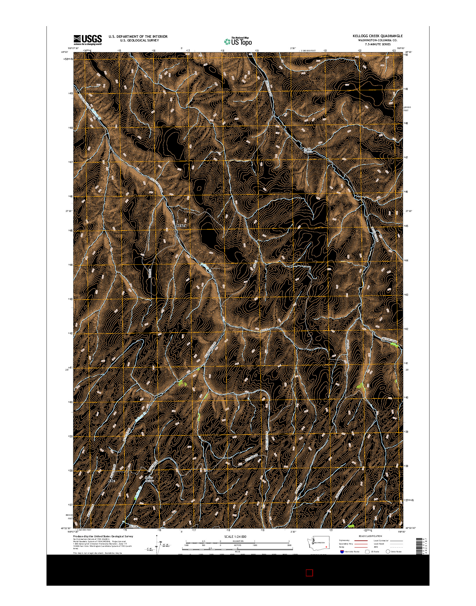 USGS US TOPO 7.5-MINUTE MAP FOR KELLOGG CREEK, WA 2017