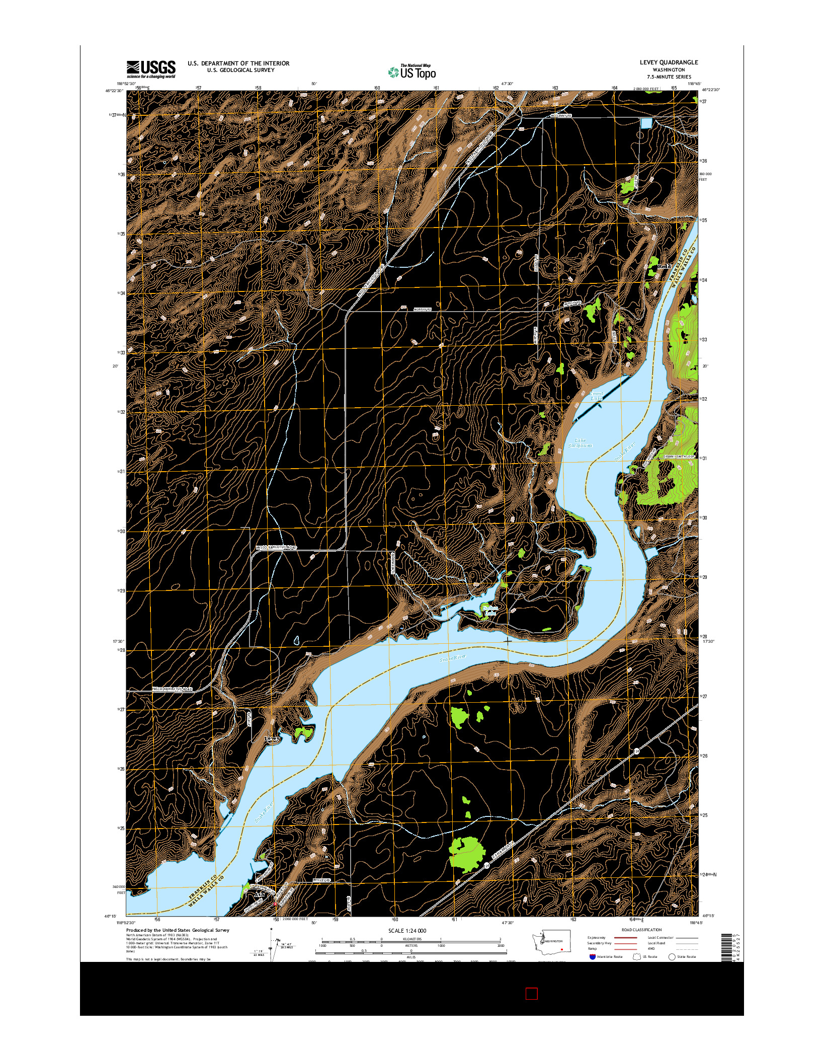 USGS US TOPO 7.5-MINUTE MAP FOR LEVEY, WA 2017